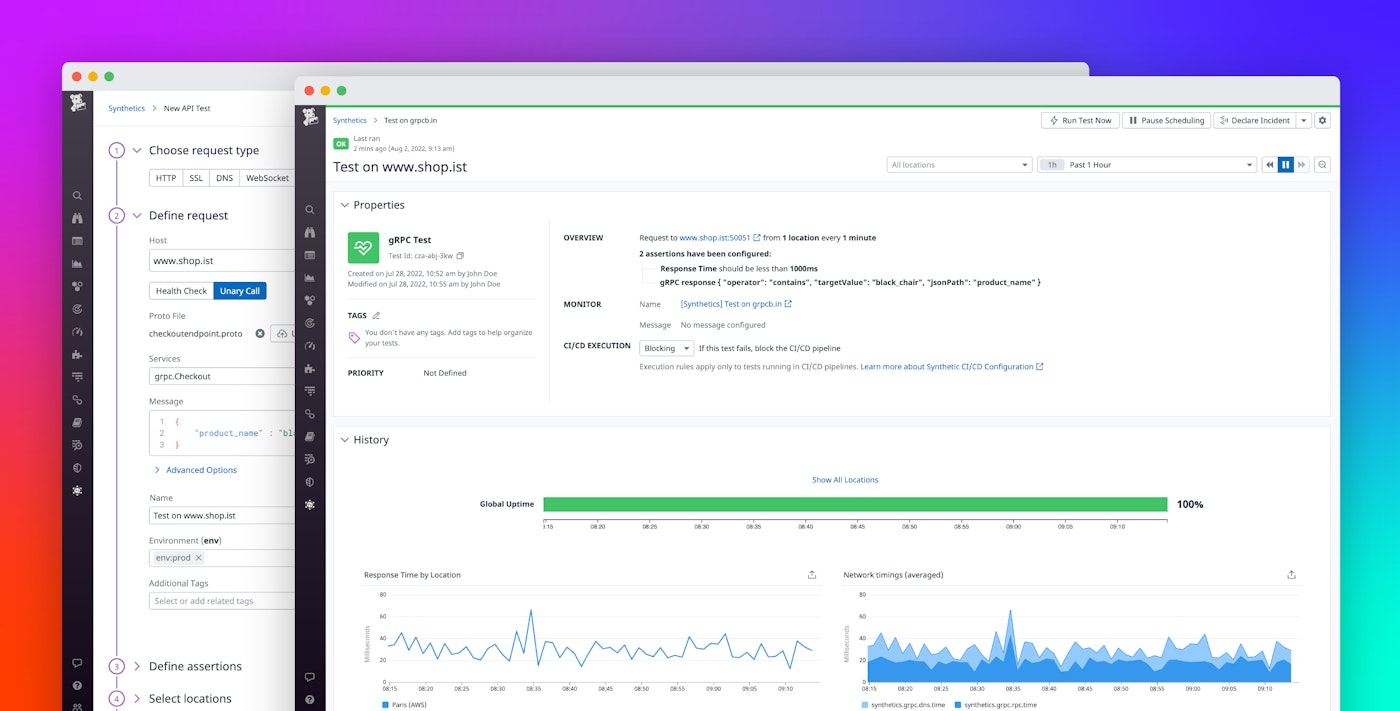 Monitor your gRPC APIs with Datadog Synthetic Monitoring Monitor your gRPC APIs with Datadog Synthetic Monitoring