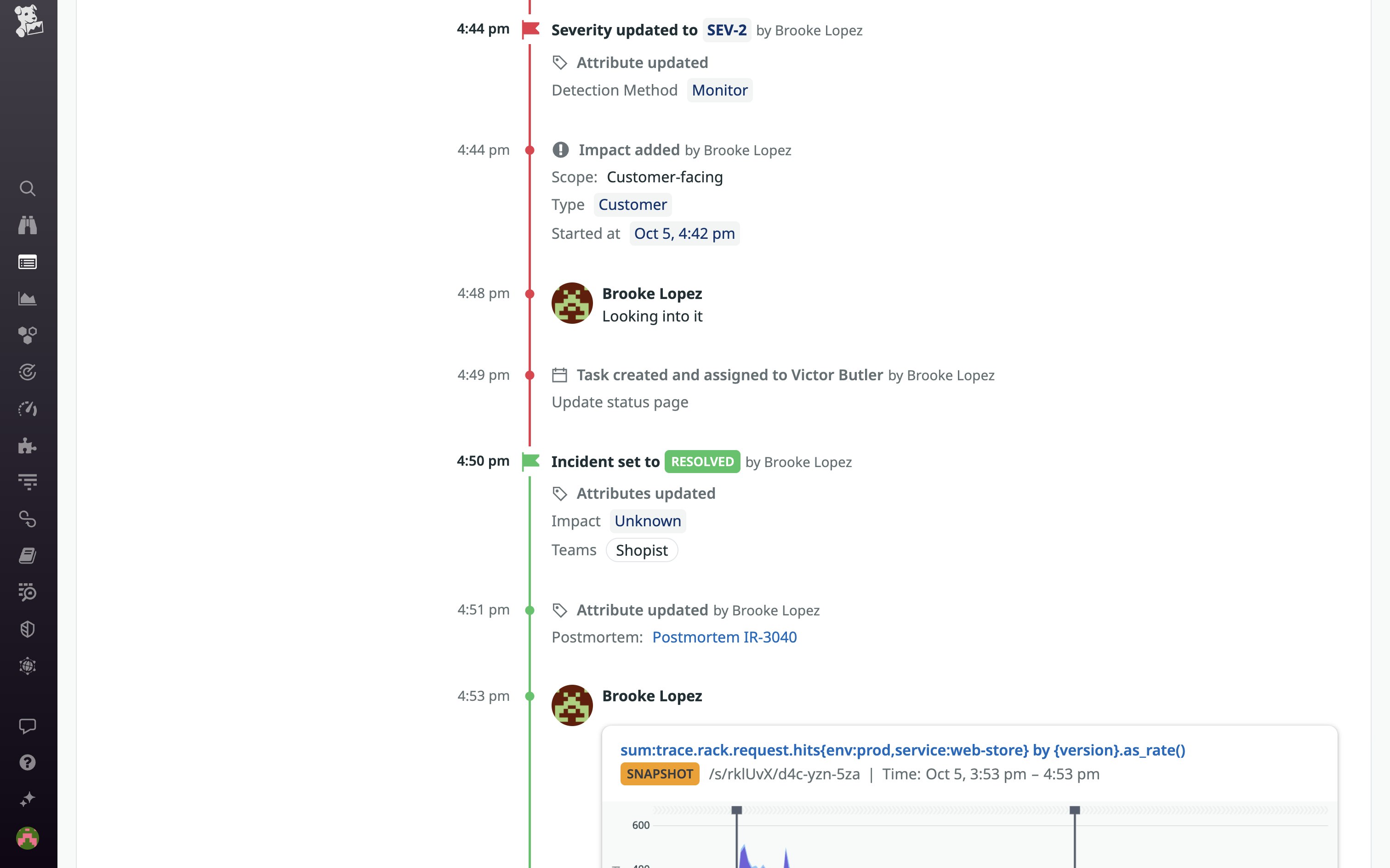 A task within an incident timeline A task within an incident timeline