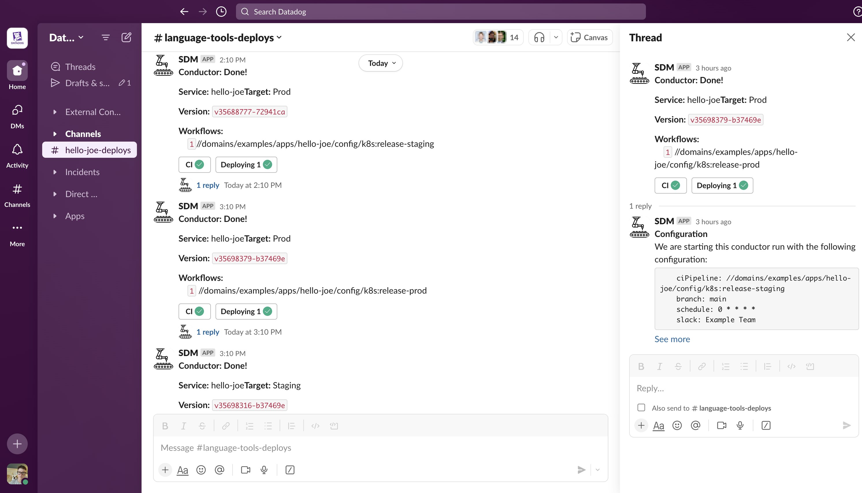 An example of a Conductor message in Slack. An example of a Conductor message in Slack.