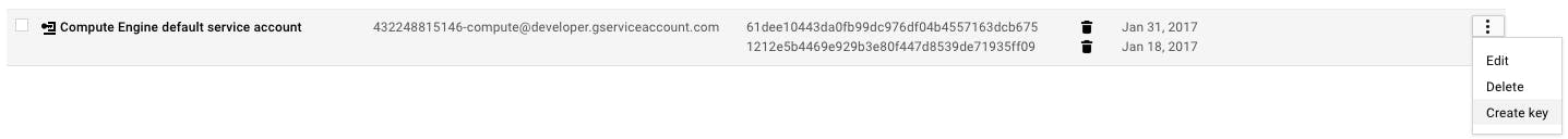 GCE metrics - Create service account key