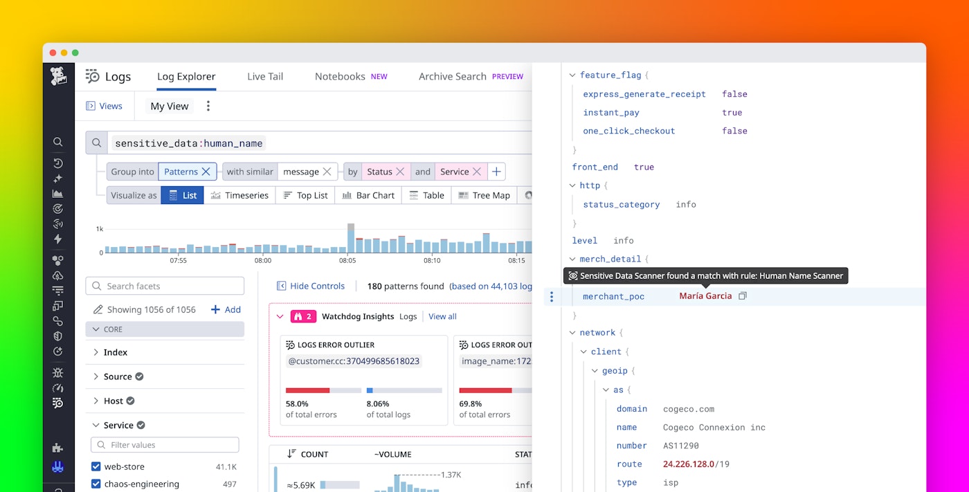 Detect human names in logs with ML in Sensitive Data Scanner Detect human names in logs with ML in Sensitive Data Scanner