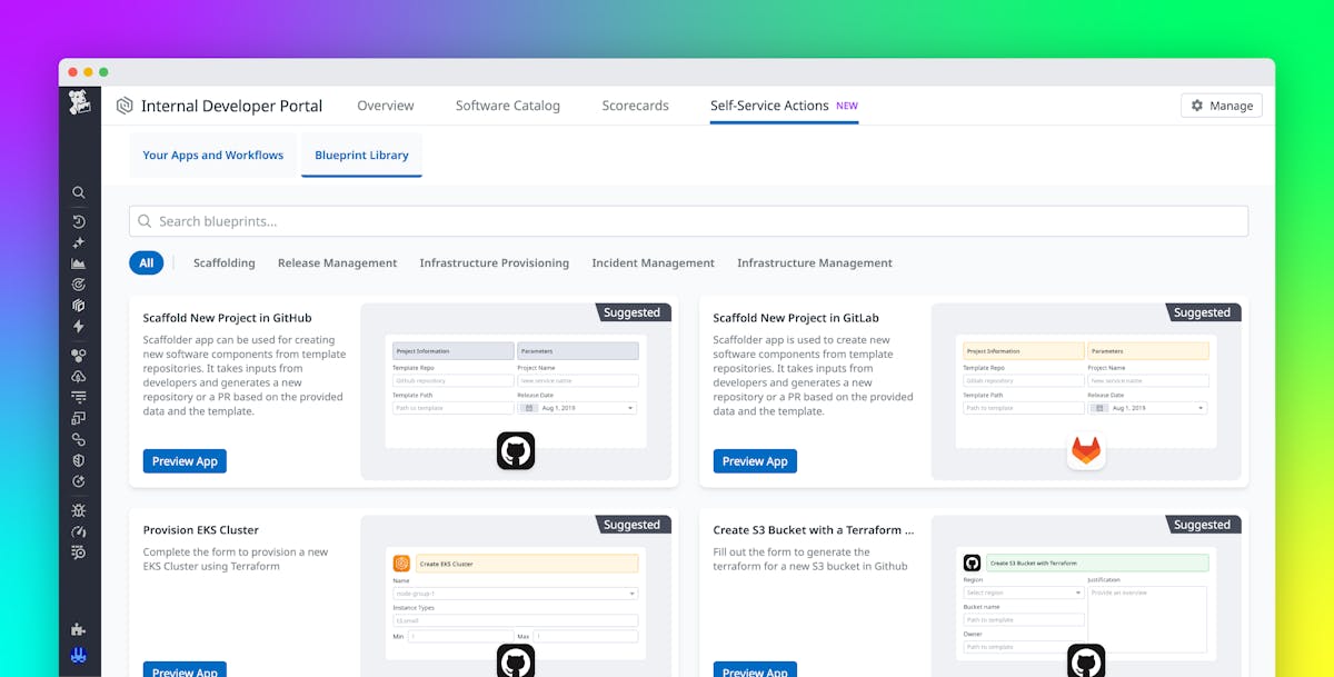 Empower your engineering teams with Self-Service Actions in Datadog Internal Developer Portal