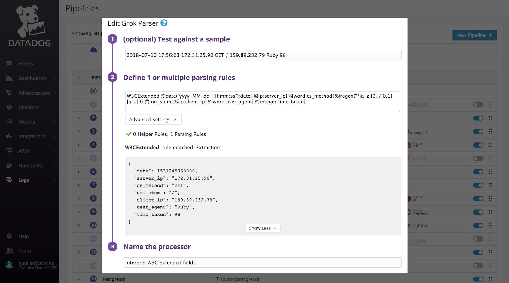 IIS monitoring - Creating a Grok Parser