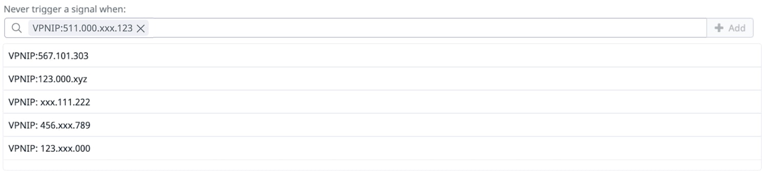 Use supression lists to whitelist trusted users and IP addresses. Use supression lists to whitelist trusted users and IP addresses.