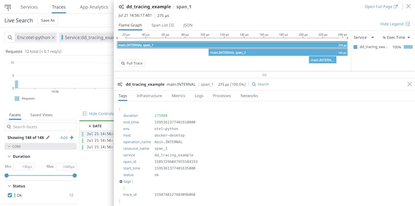 Visualize OpenTelemetry spans with flame graphs