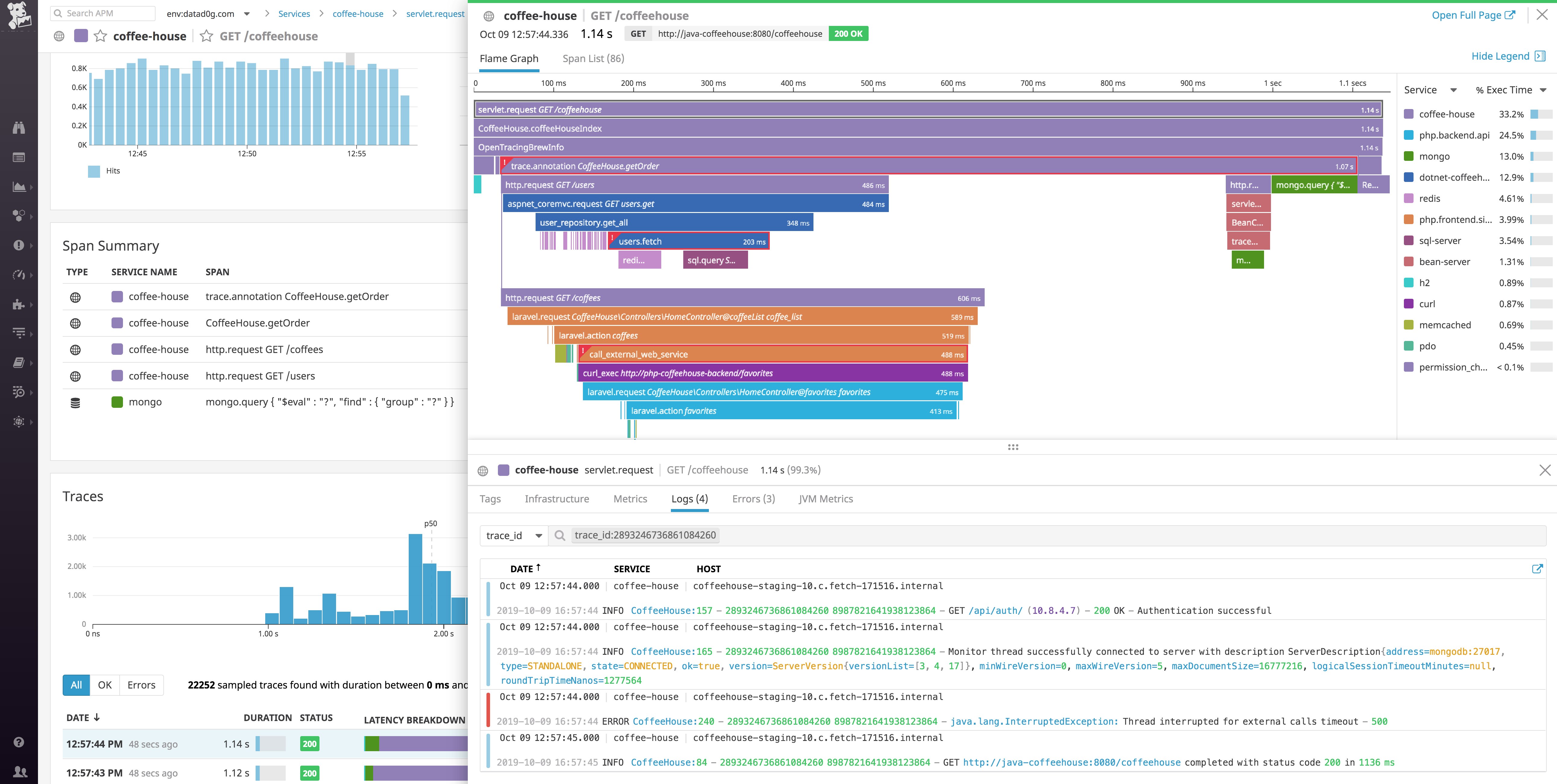 Seamlessly connect traces and logs using trace IDs. Seamlessly connect traces and logs using trace IDs.