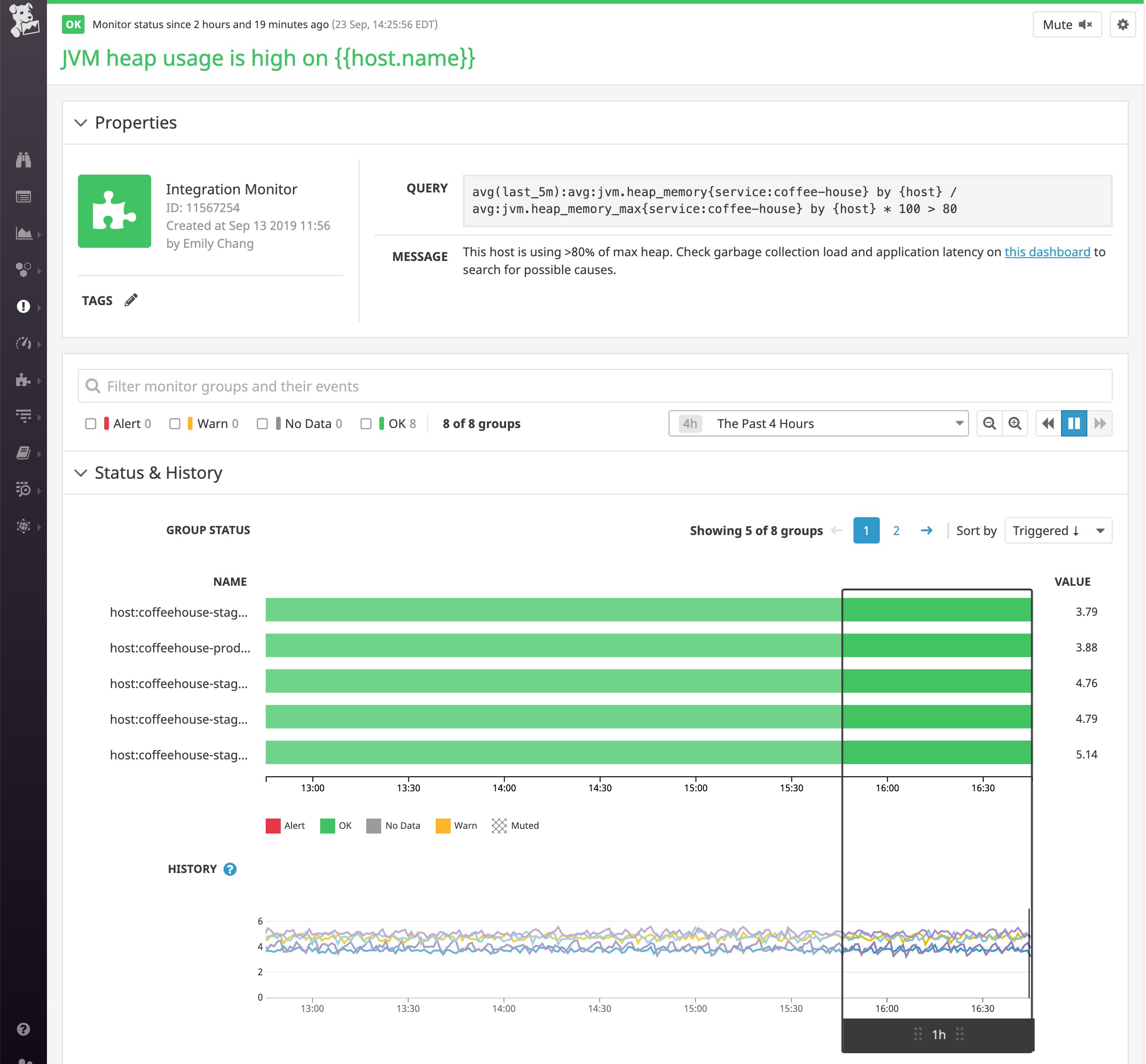 in datadog you can set up an alerts to track java memory management issues, such as when the jvm is using more than 80 percent of the max heap in datadog you can set up an alerts to track java memory management issues, such as when the jvm is using more than 80 percent of the max heap