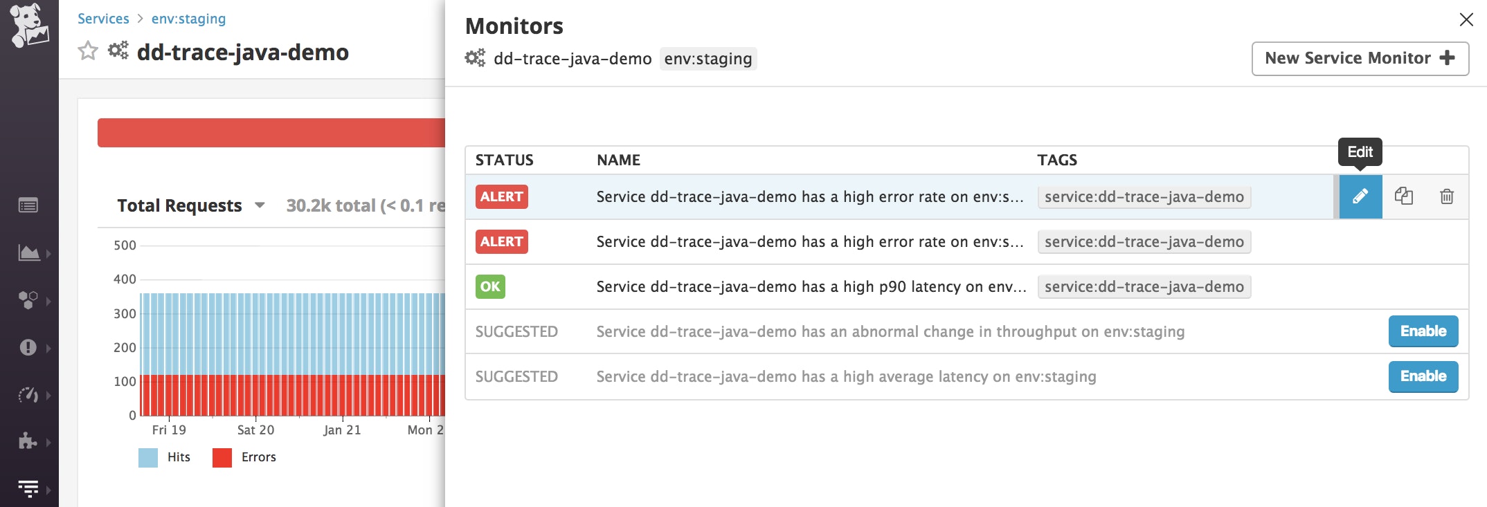 Java monitoring APM suggested alerts Java monitoring APM suggested alerts