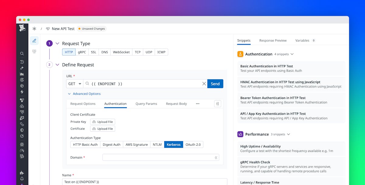Proactively monitor Kerberos-authenticated web apps and APIs with Datadog Synthetics