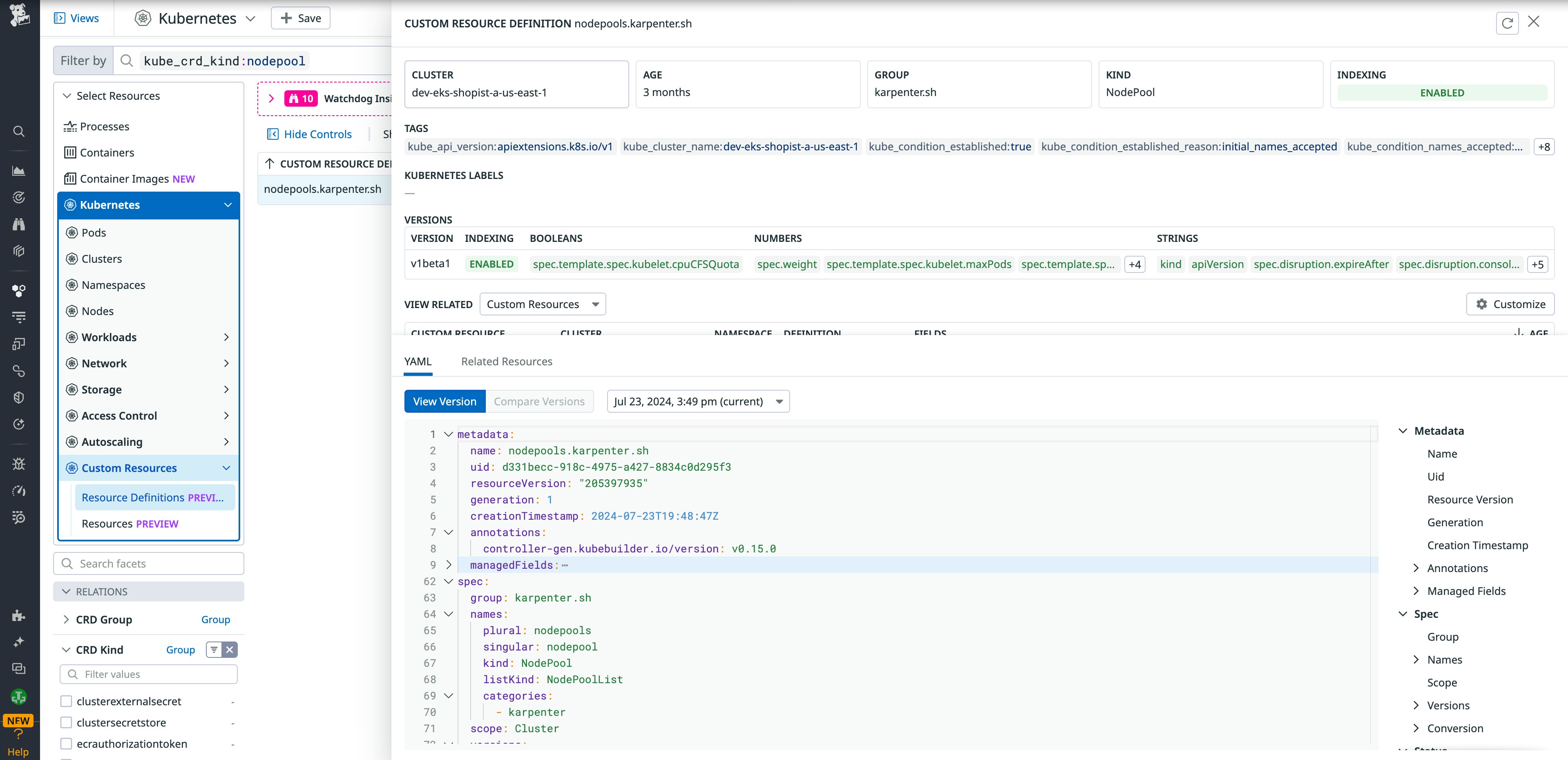 Investigate the configuration of your CRDs in the Kubernetes Explorer Investigate the configuration of your CRDs in the Kubernetes Explorer