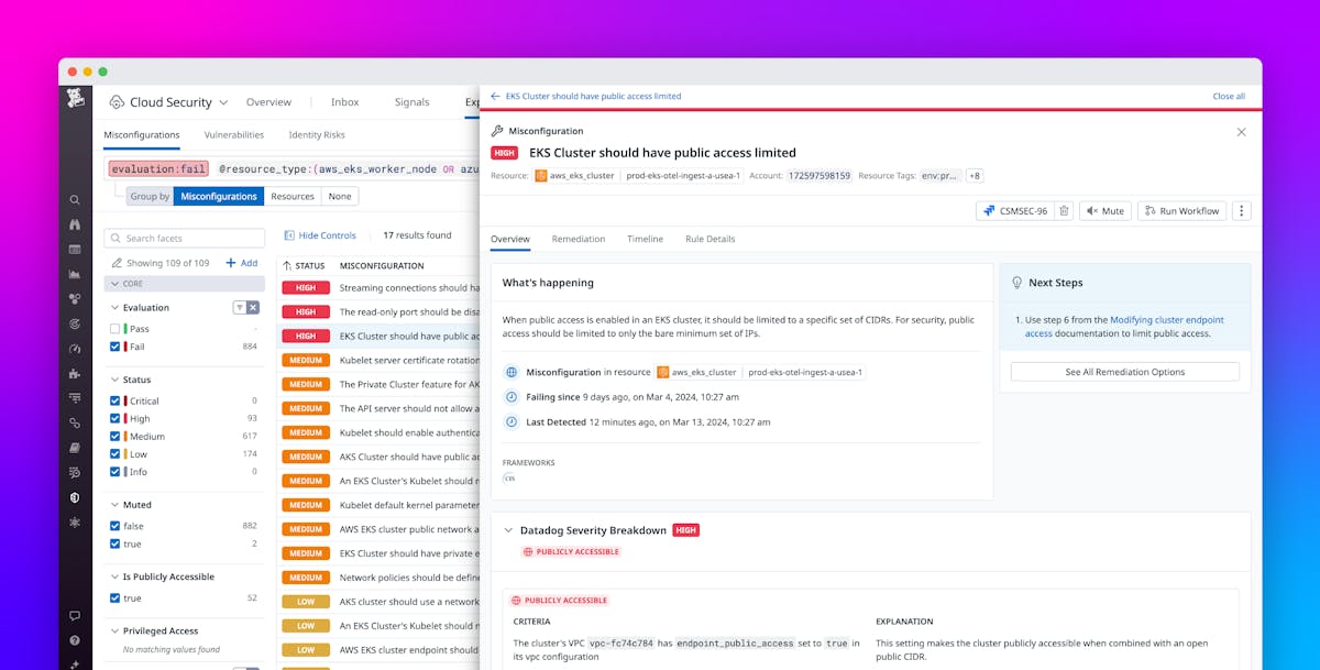 Monitor your Kubernetes security posture with Datadog Cloud Security