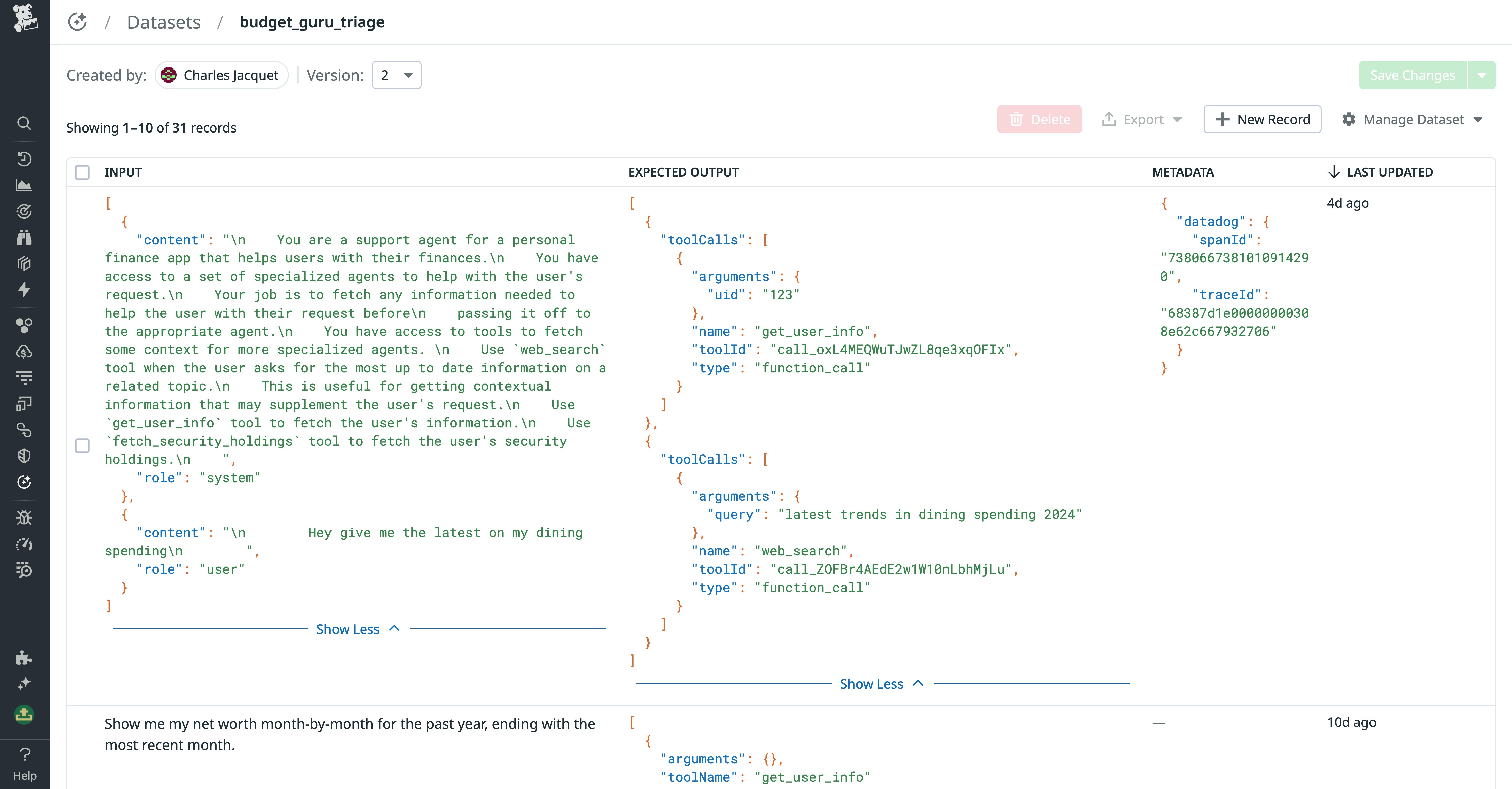 Managing dataset records using the Datasets editor Managing dataset records using the Datasets editor