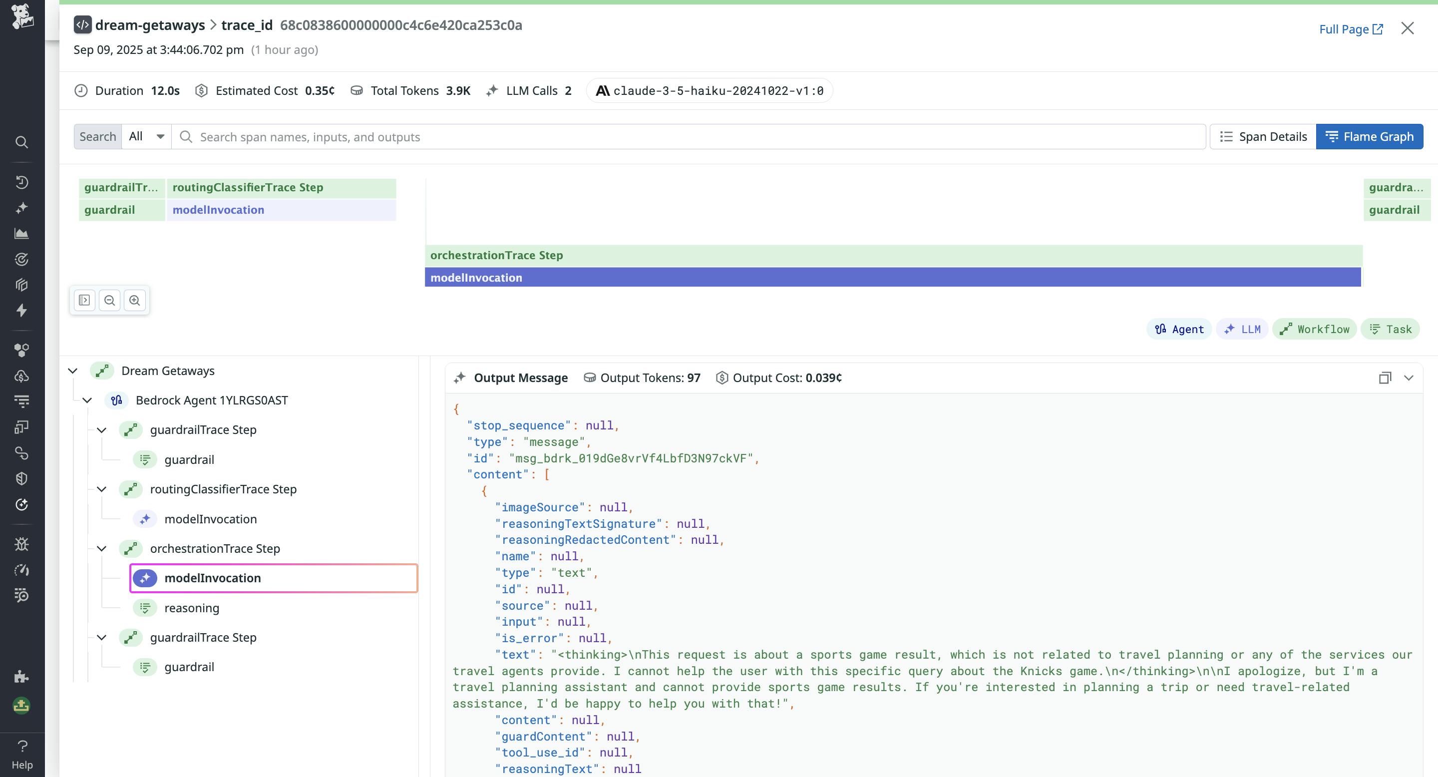 Querying for triggered security guardrails to examine the scope and impact of prompt injection attempts