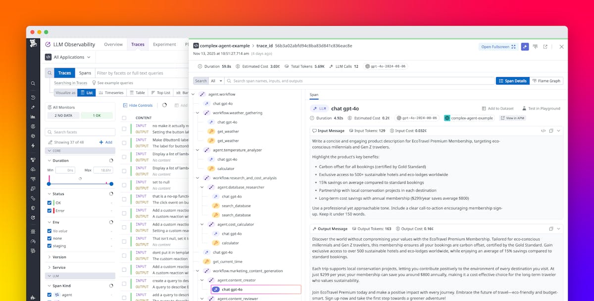 Datadog LLM Observability natively supports OpenTelemetry GenAI Semantic Conventions