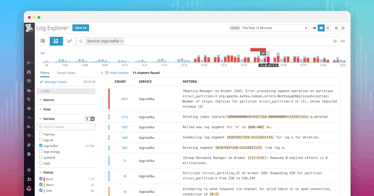 ログパターン 迅速な調査のためにログを自動的にクラスター化する Datadog ログパターン 迅速な調査のためにログを自動的にクラスター化する Datadog