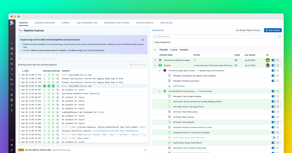 Investigate your log processing with the Datadog Log Pipeline Scanner ...