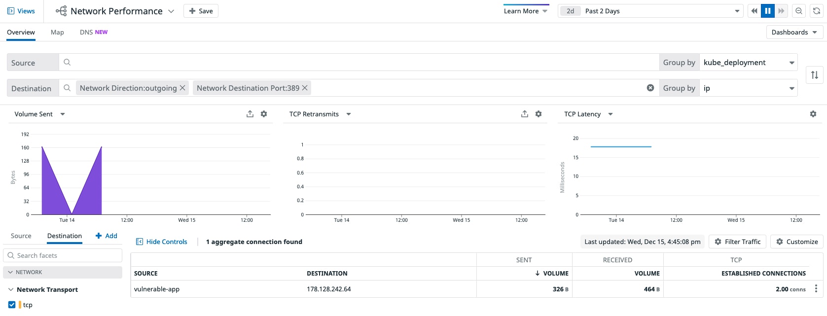 Using Datadog Network Performance Monitoring to identify a suspicious LDAP connection to the Internet Using Datadog Network Performance Monitoring to identify a suspicious LDAP connection to the Internet