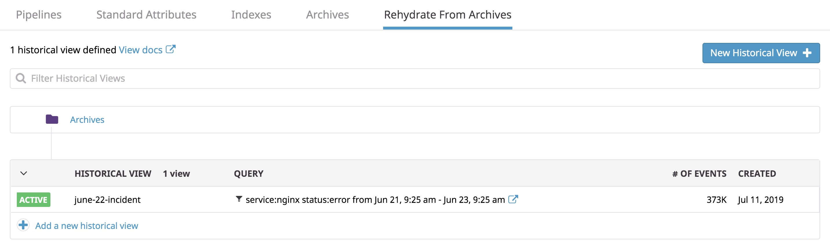 List of logs pulled from archives List of logs pulled from archives