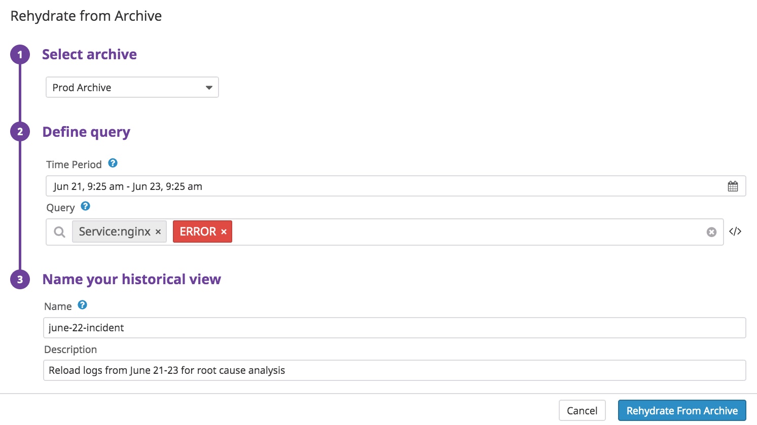 Rehydrate your logs and pull critical logs from archives Rehydrate your logs and pull critical logs from archives