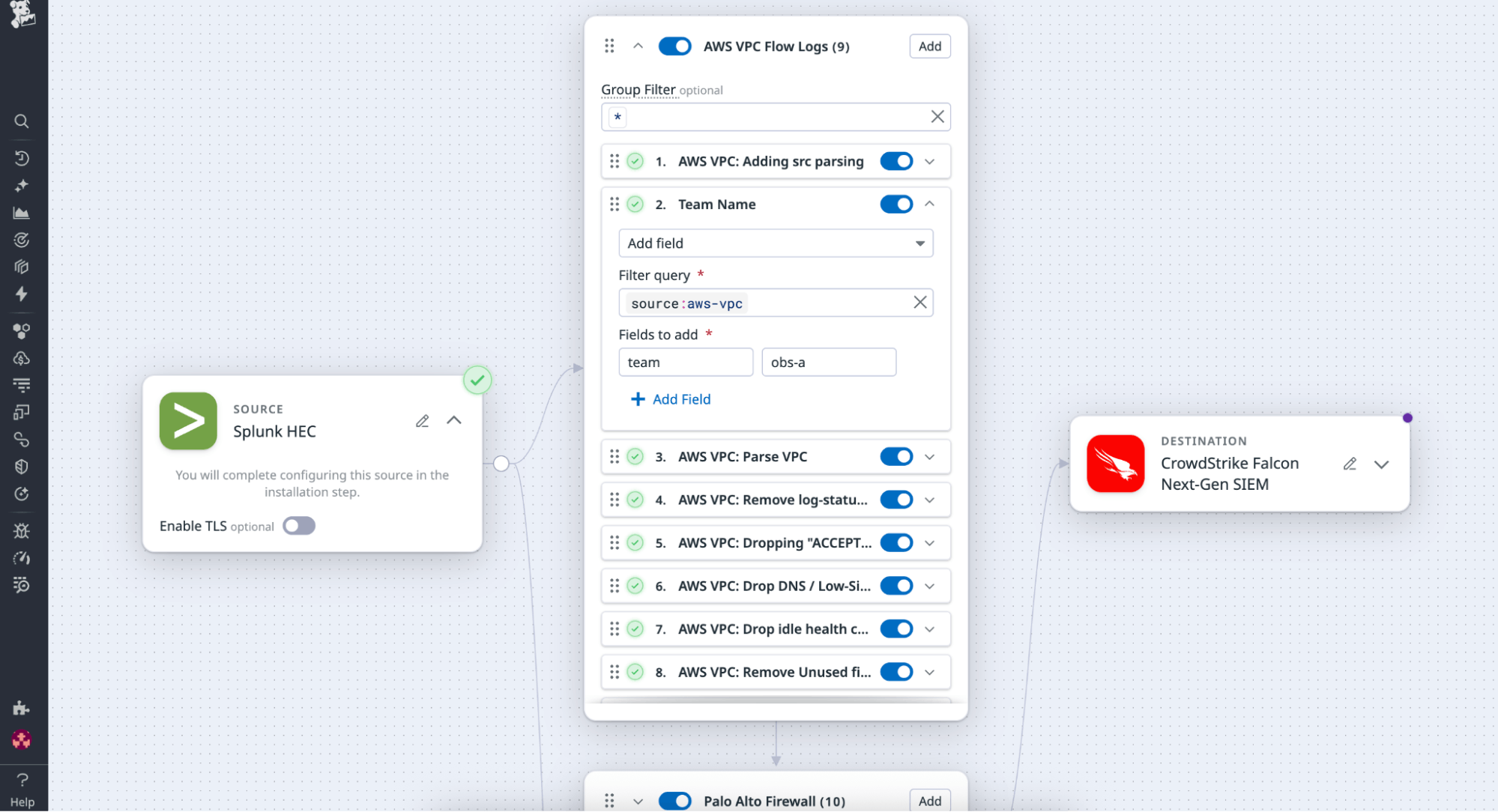 A screenshot adding enrichment processors to tag logs with metadata such as ownership, environment, or compliance classification. A screenshot adding enrichment processors to tag logs with metadata such as ownership, environment, or compliance classification.