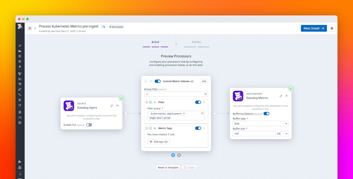 Manage metric volume and tags in your environment with Observability Pipelines