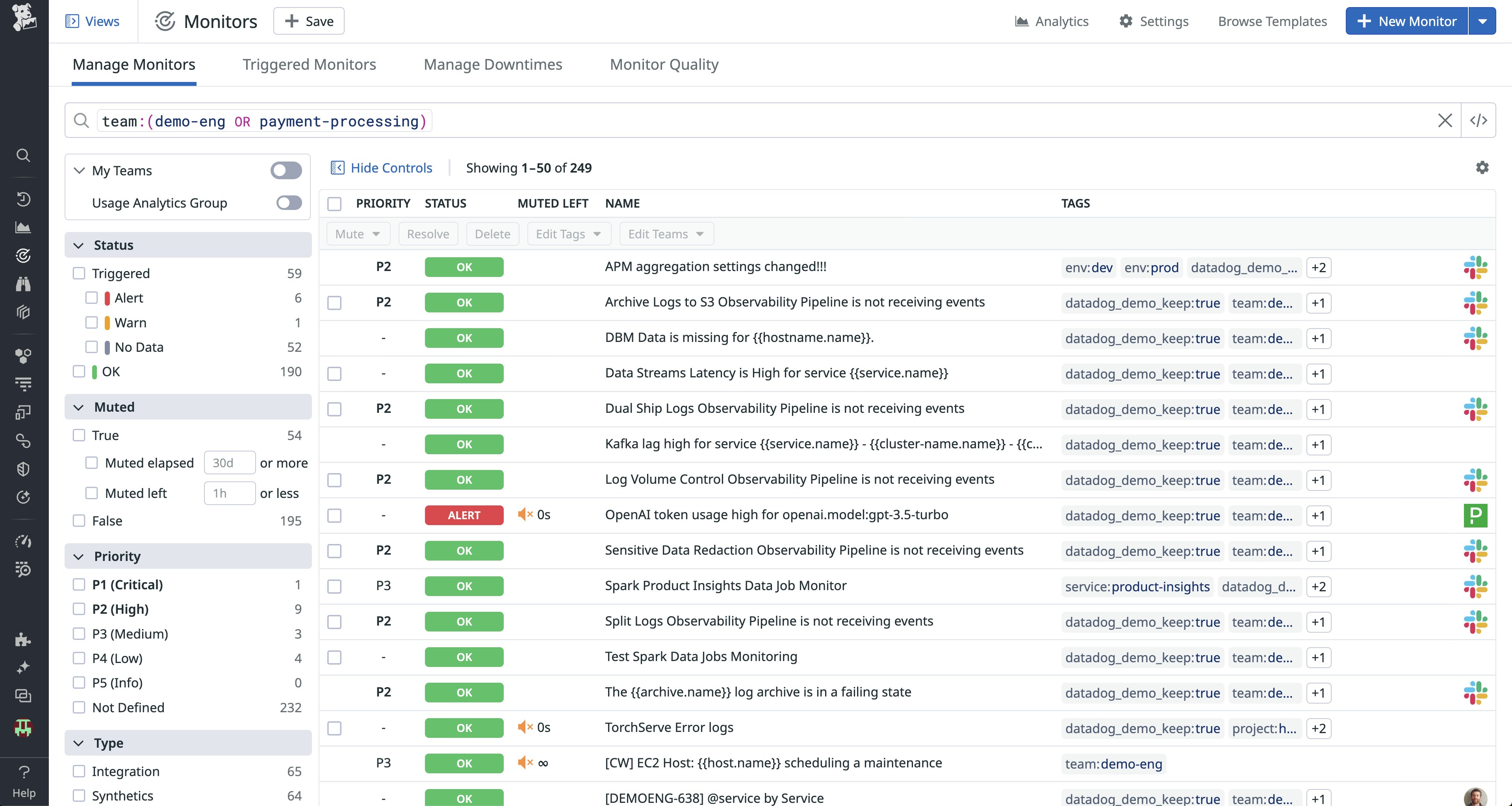 Filter your monitors by specific team. Filter your monitors by specific team.