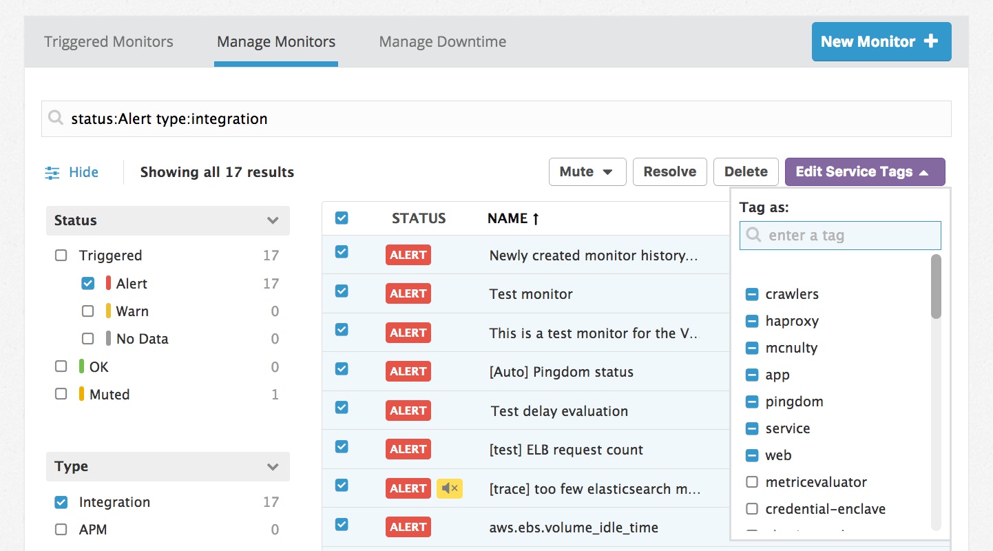 Multiedit functionality for applying tags to monitors Multiedit functionality for applying tags to monitors