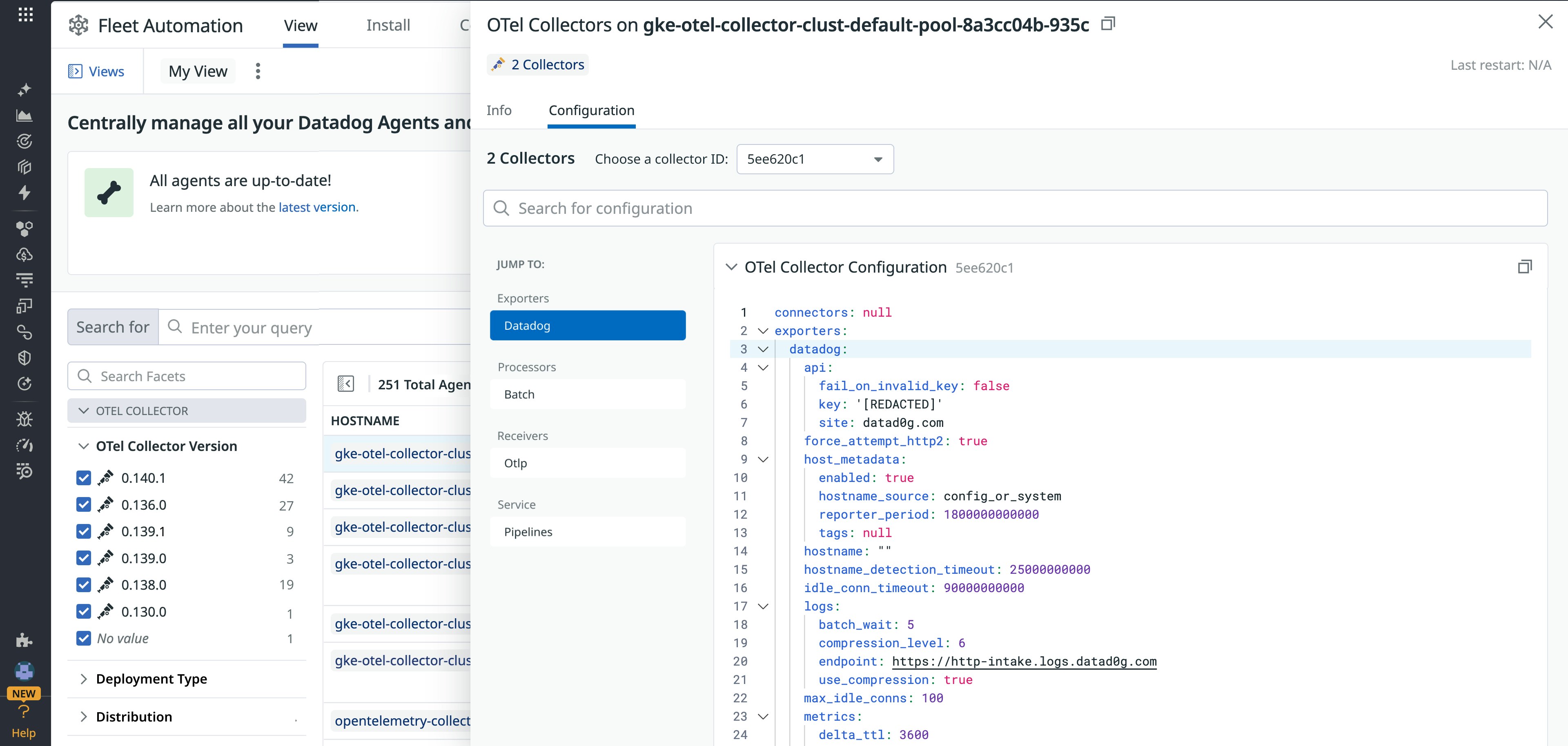 Configuration view showing parsed OTel components within a collector’s YAML. Configuration view showing parsed OTel components within a collector’s YAML.
