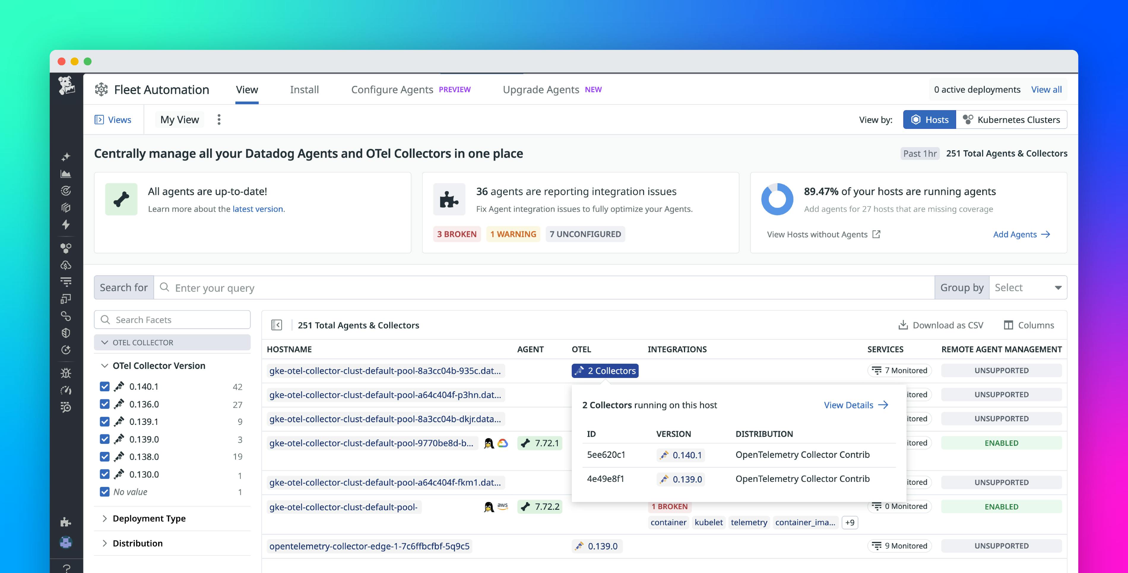 Manage all your OpenTelemetry collectors with Datadog Fleet Automation