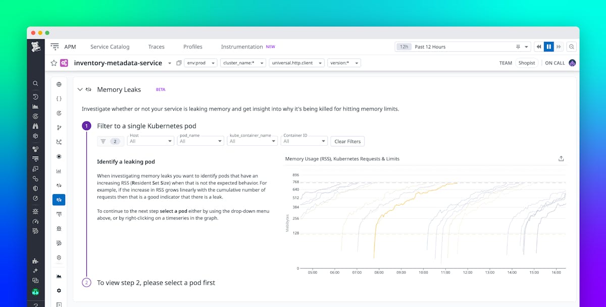 Investigate memory leaks and OOMs with Datadog's guided workflow