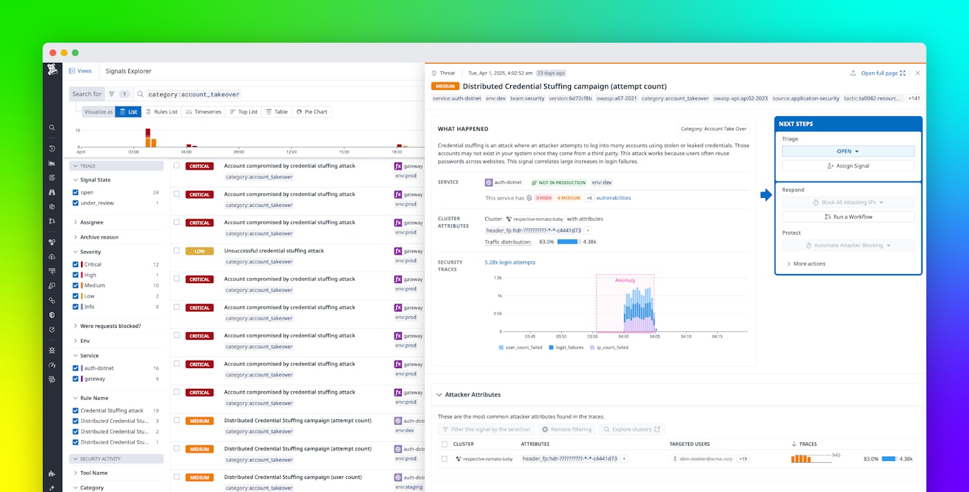 Mitigate account takeovers with Datadog App and API Protection Mitigate account takeovers with Datadog App and API Protection