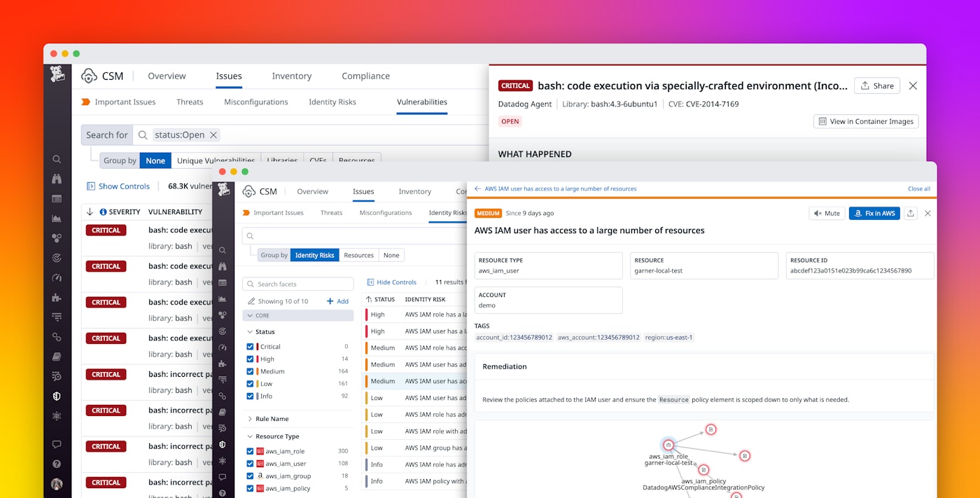 Mitigate identity risks and infrastructure vulnerabilities with Datadog Cloud Security Mitigate identity risks and infrastructure vulnerabilities with Datadog Cloud Security