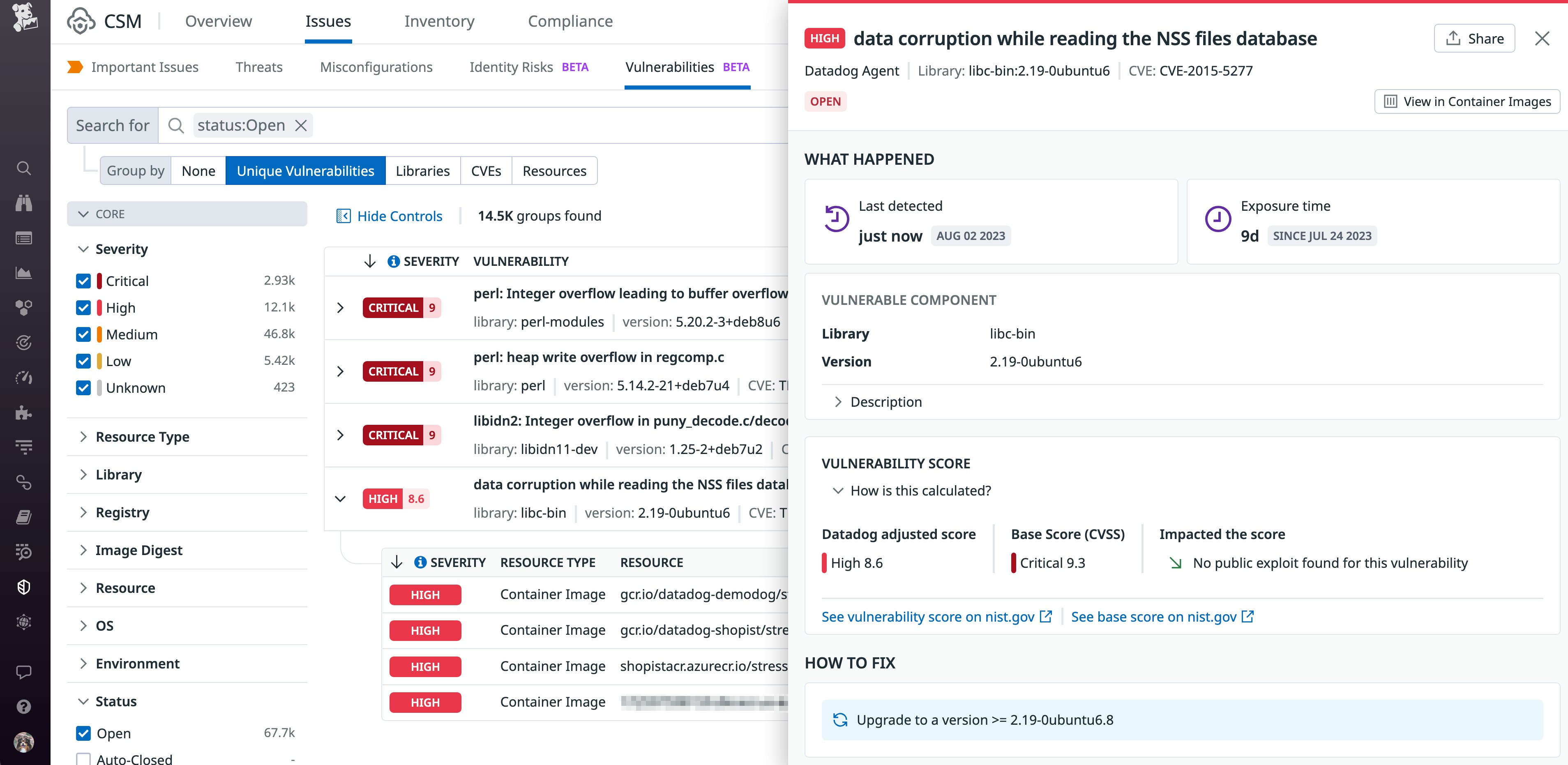 Cloud Security Vulnerabilities detailed view Cloud Security Vulnerabilities detailed view