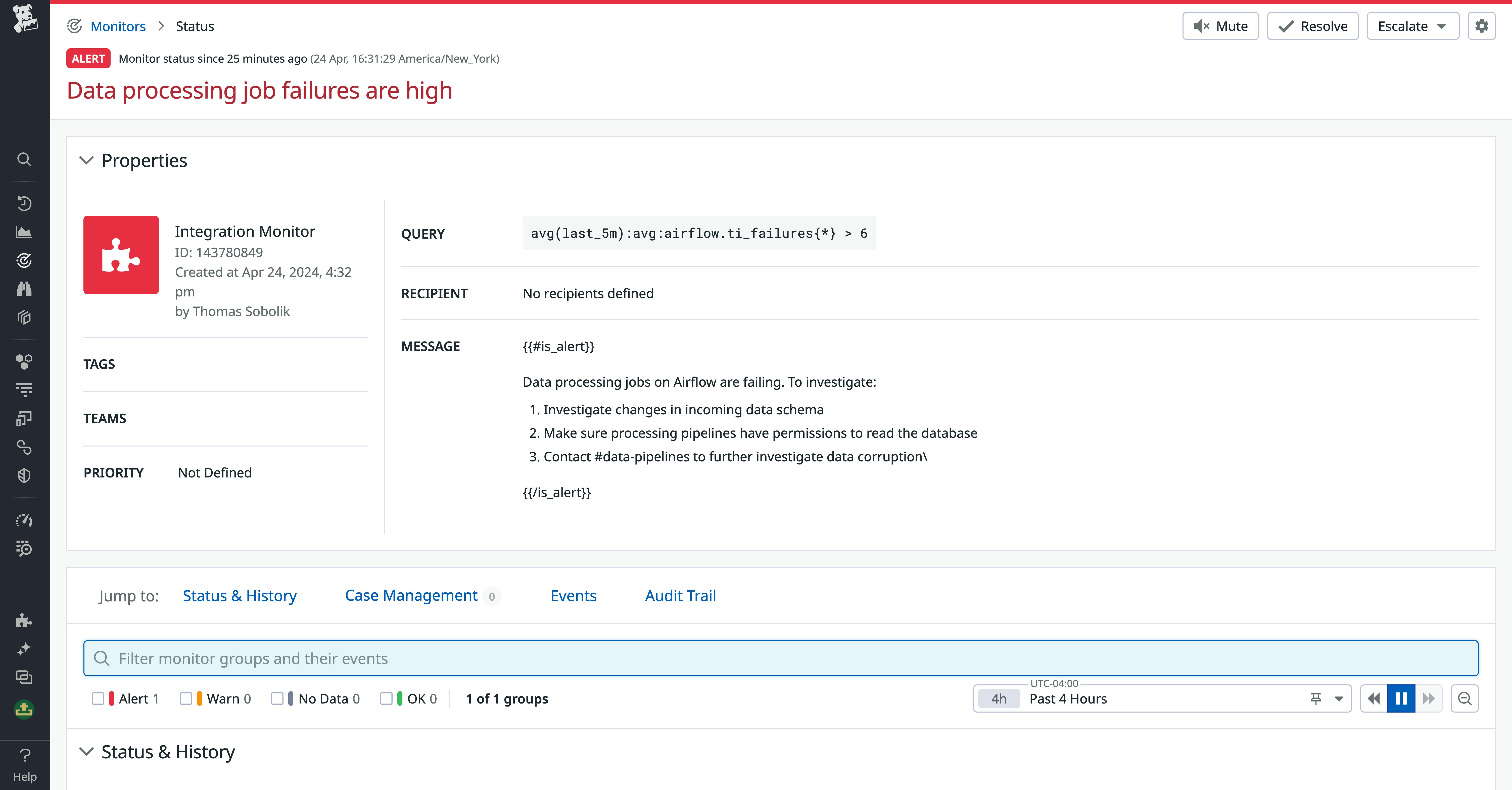 Alerting on pipeline orchestration job failures. Alerting on pipeline orchestration job failures.