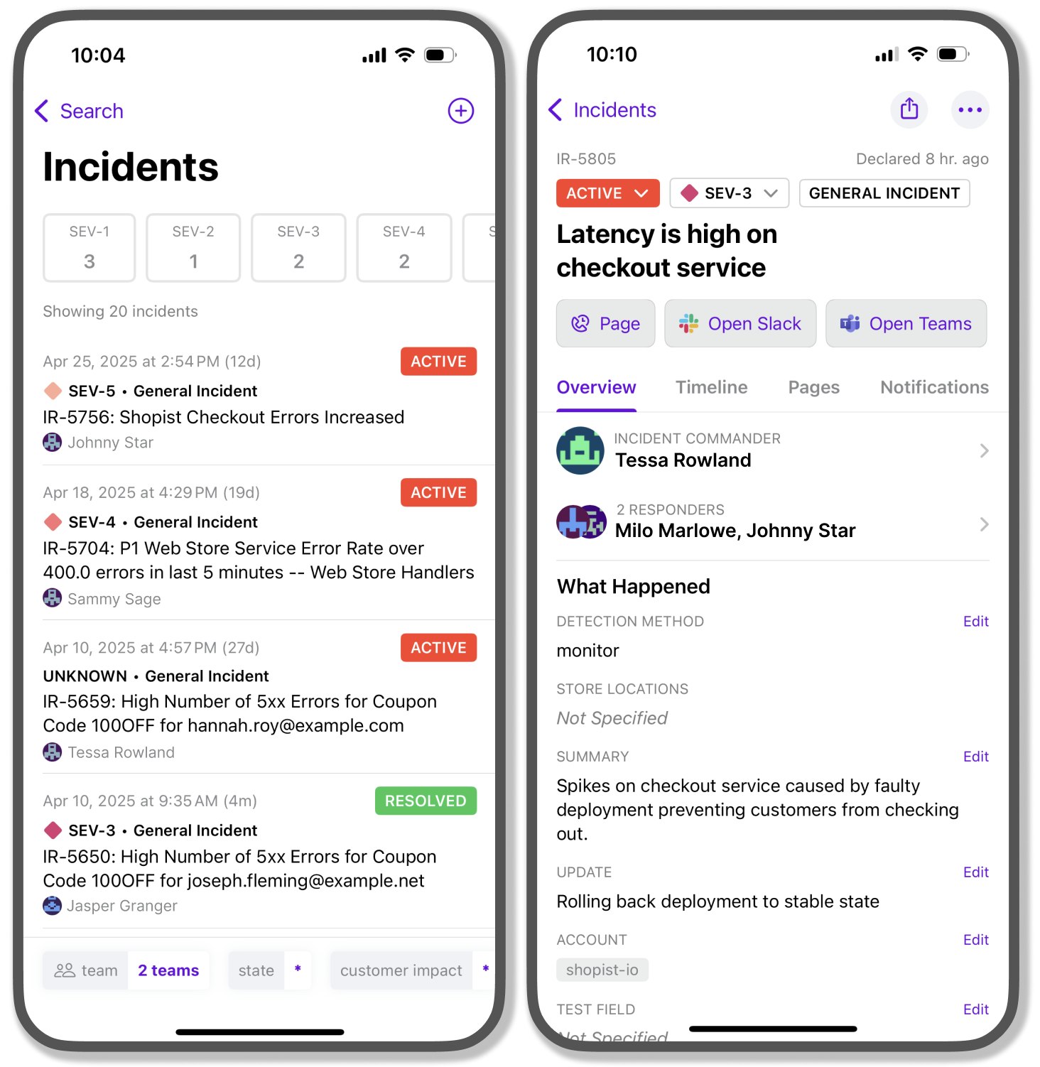 Incident management in the Datadog mobile app. Incident management in the Datadog mobile app.