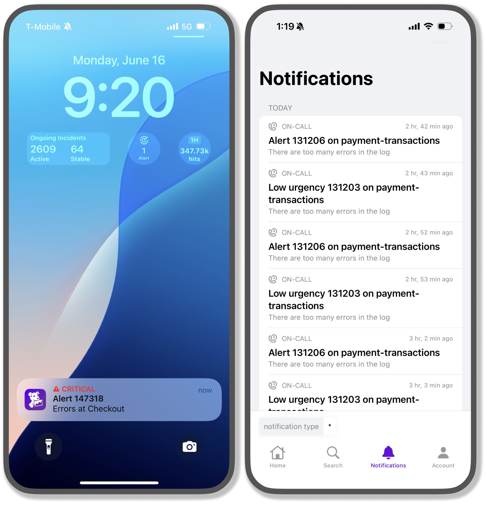 The mobile app's Notification Center feed on iOS. The mobile app's Notification Center feed on iOS.