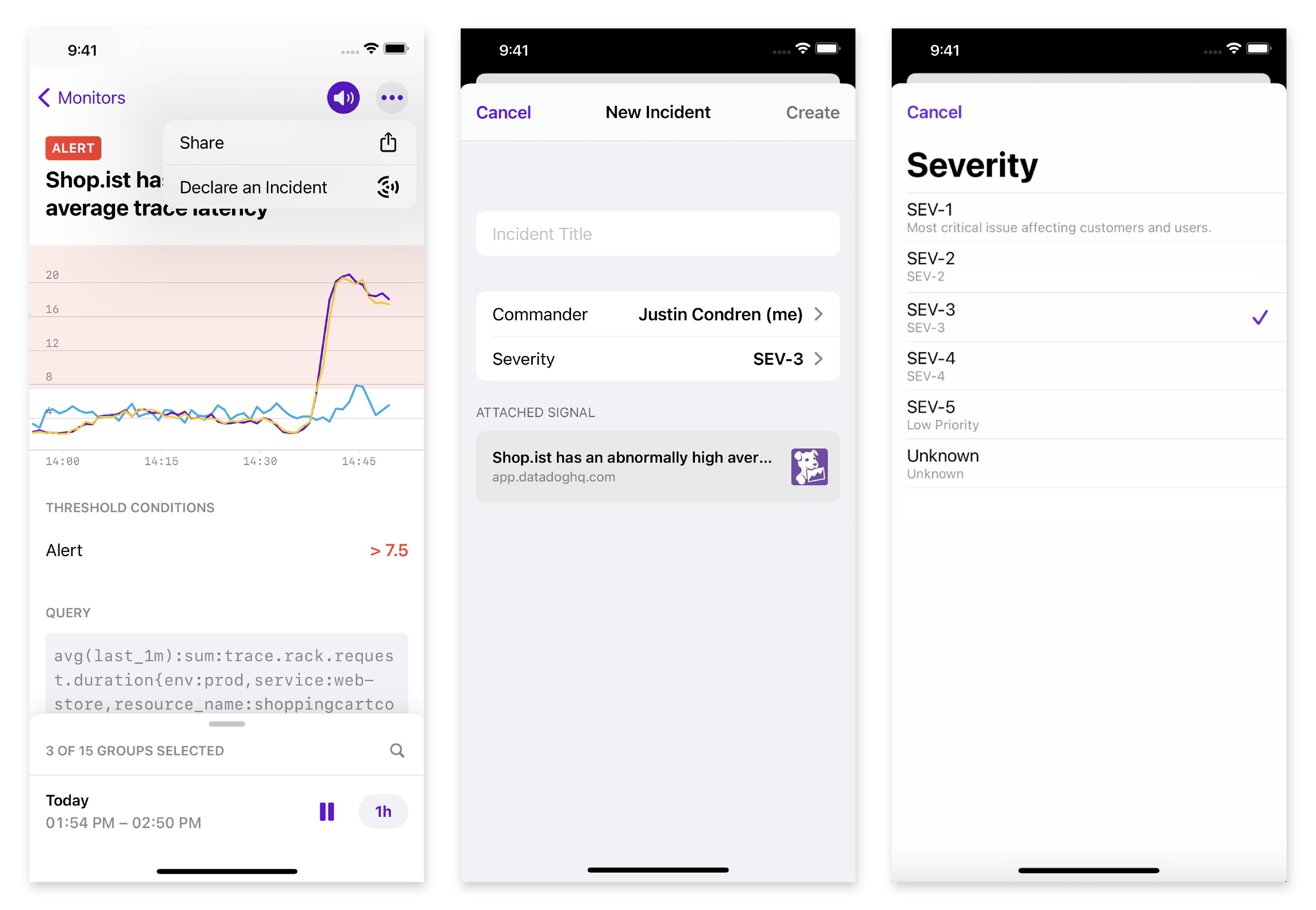 Declaring an incident via the Datadog mobile app. Declaring an incident via the Datadog mobile app.