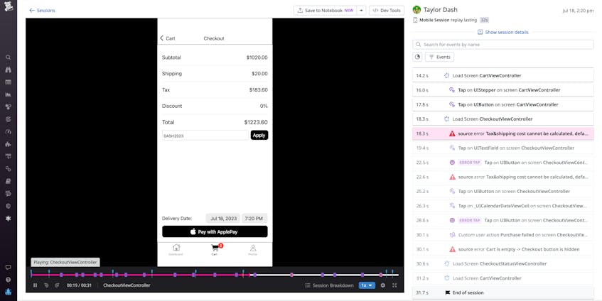 Visualize User Journeys Using Datadog Mobile Session Replay | Datadog