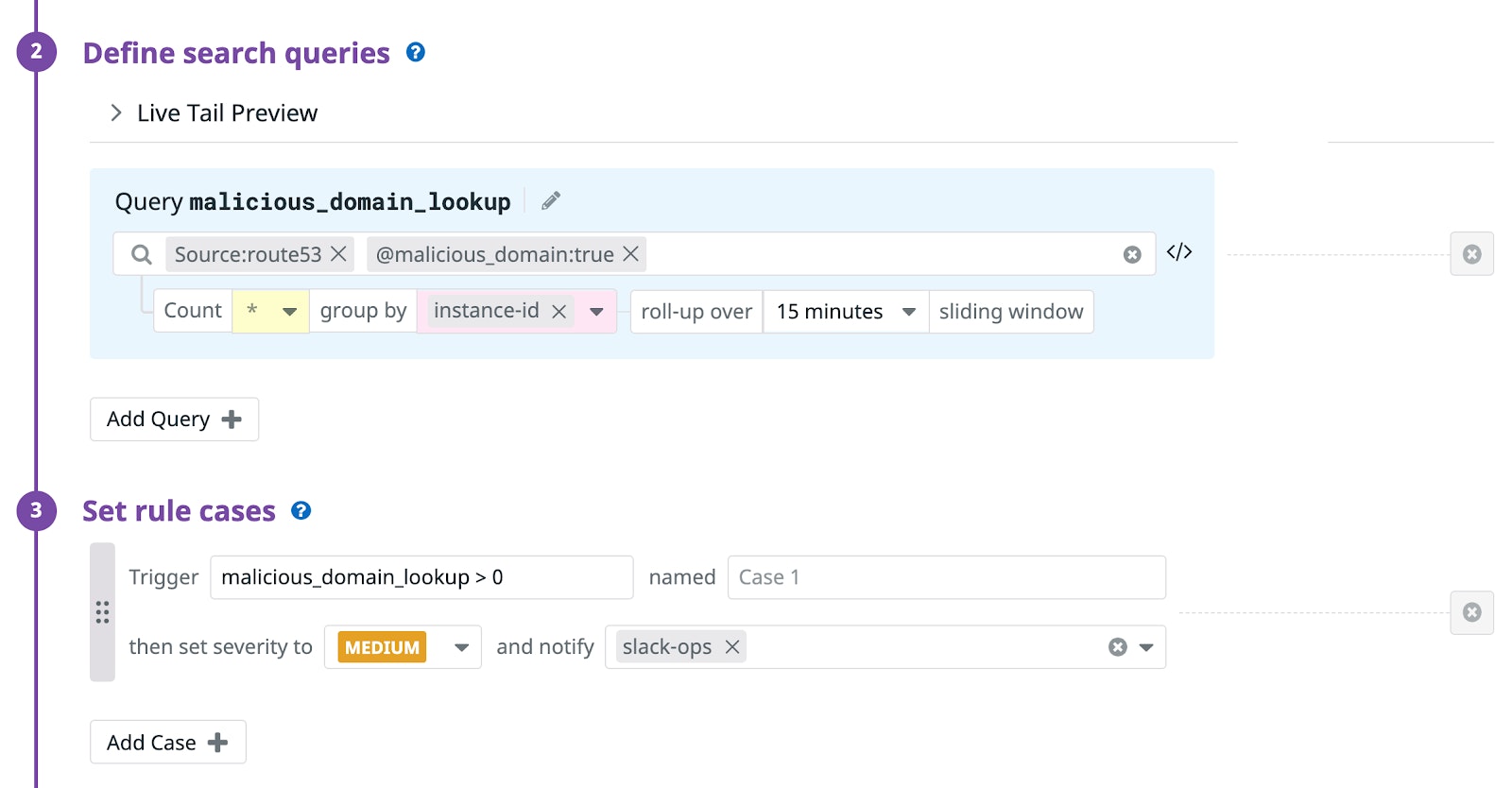 Define custom security rules for Route 53 DNS logs Define custom security rules for Route 53 DNS logs