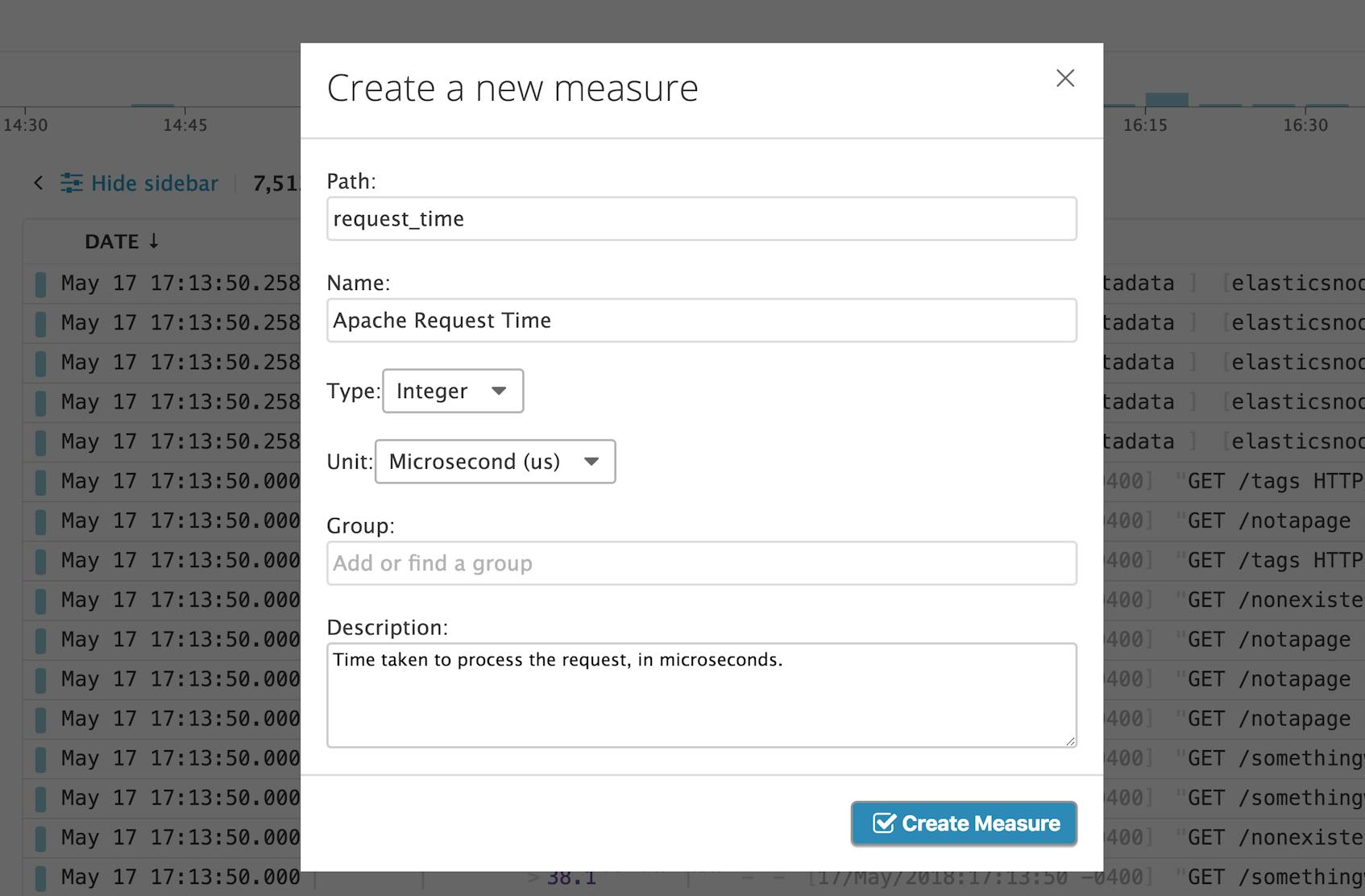 Monitor Apache Datadog: add new measure for request processing time in microseconds