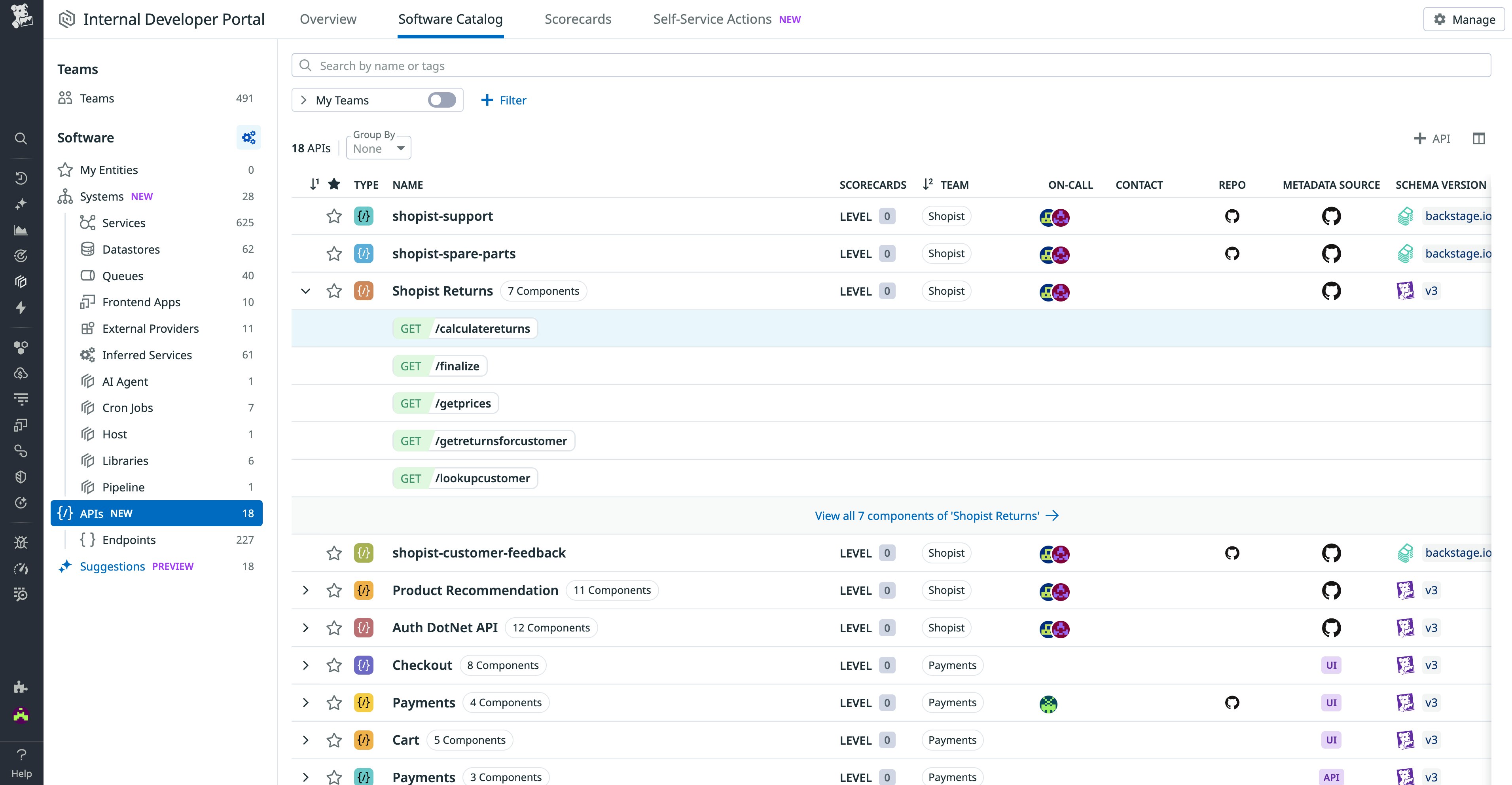 Software Catalog API explorer Software Catalog API explorer
