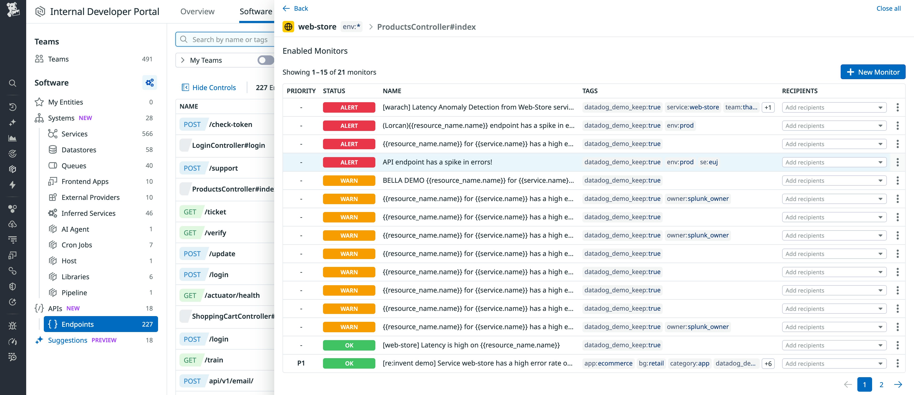 Software Catalog API monitor list Software Catalog API monitor list