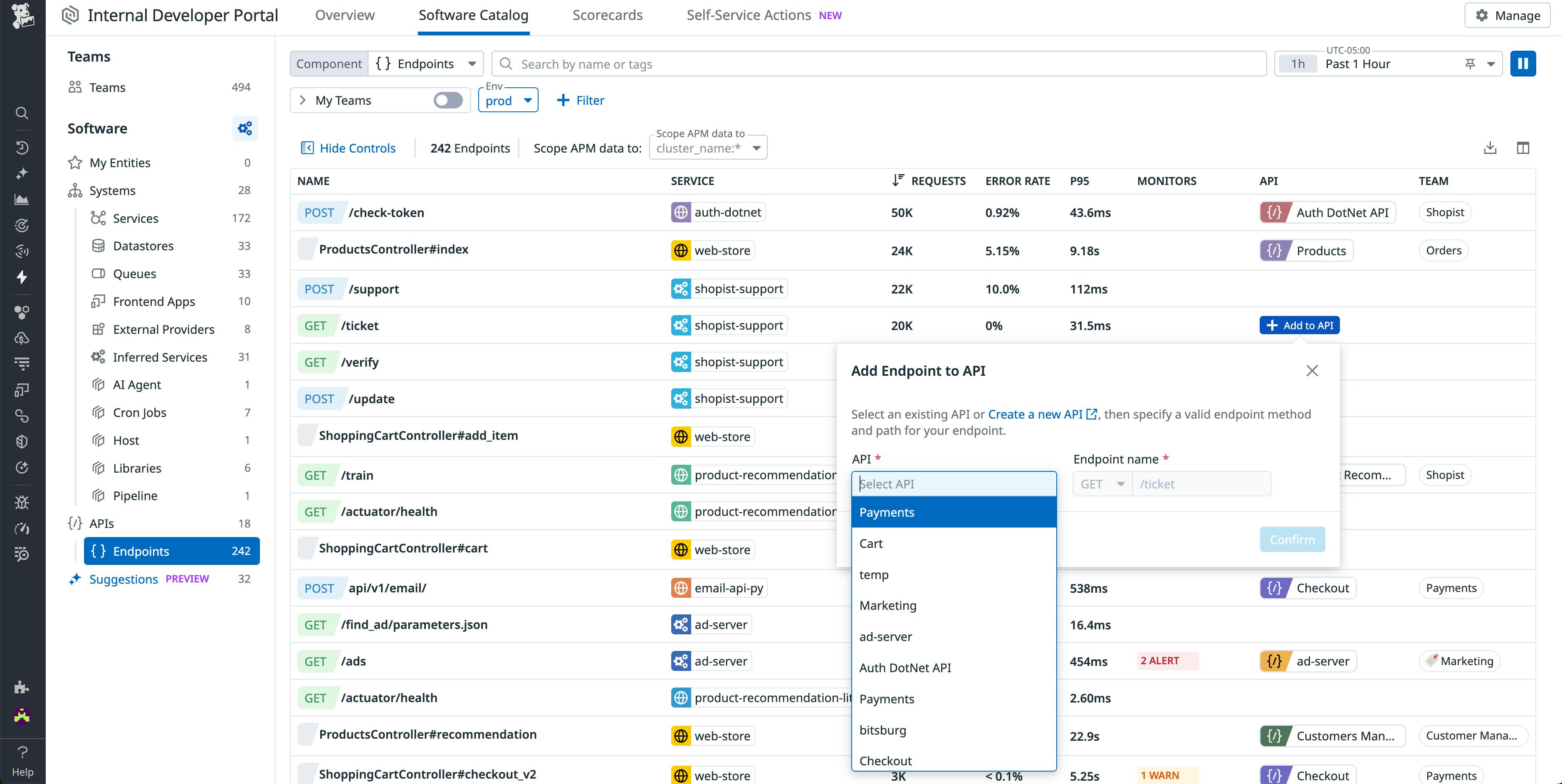 Software Catalog register endpoint