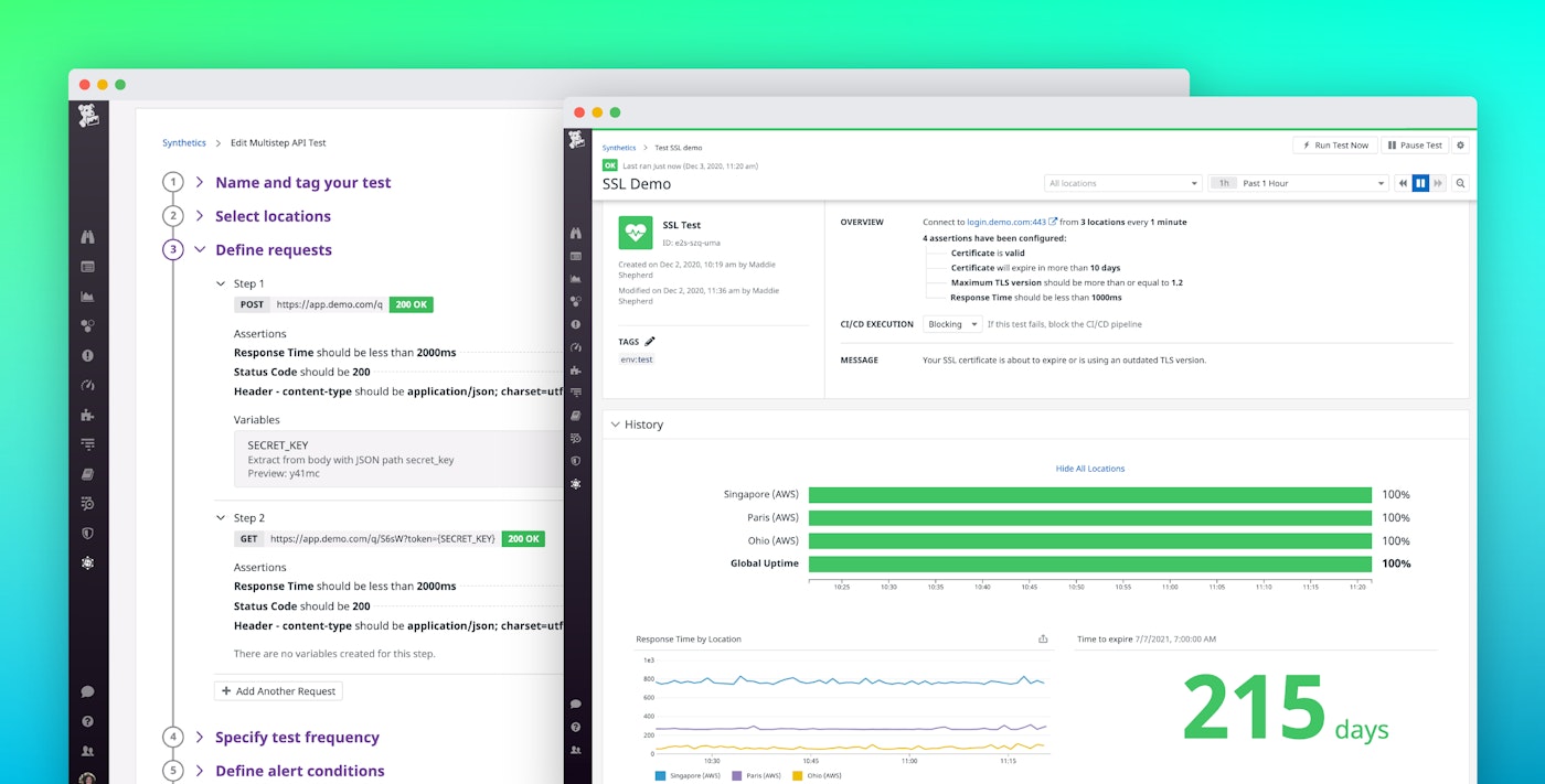 Monitor your workflows with Datadog SSL, TCP, and multistep API tests Monitor your workflows with Datadog SSL, TCP, and multistep API tests