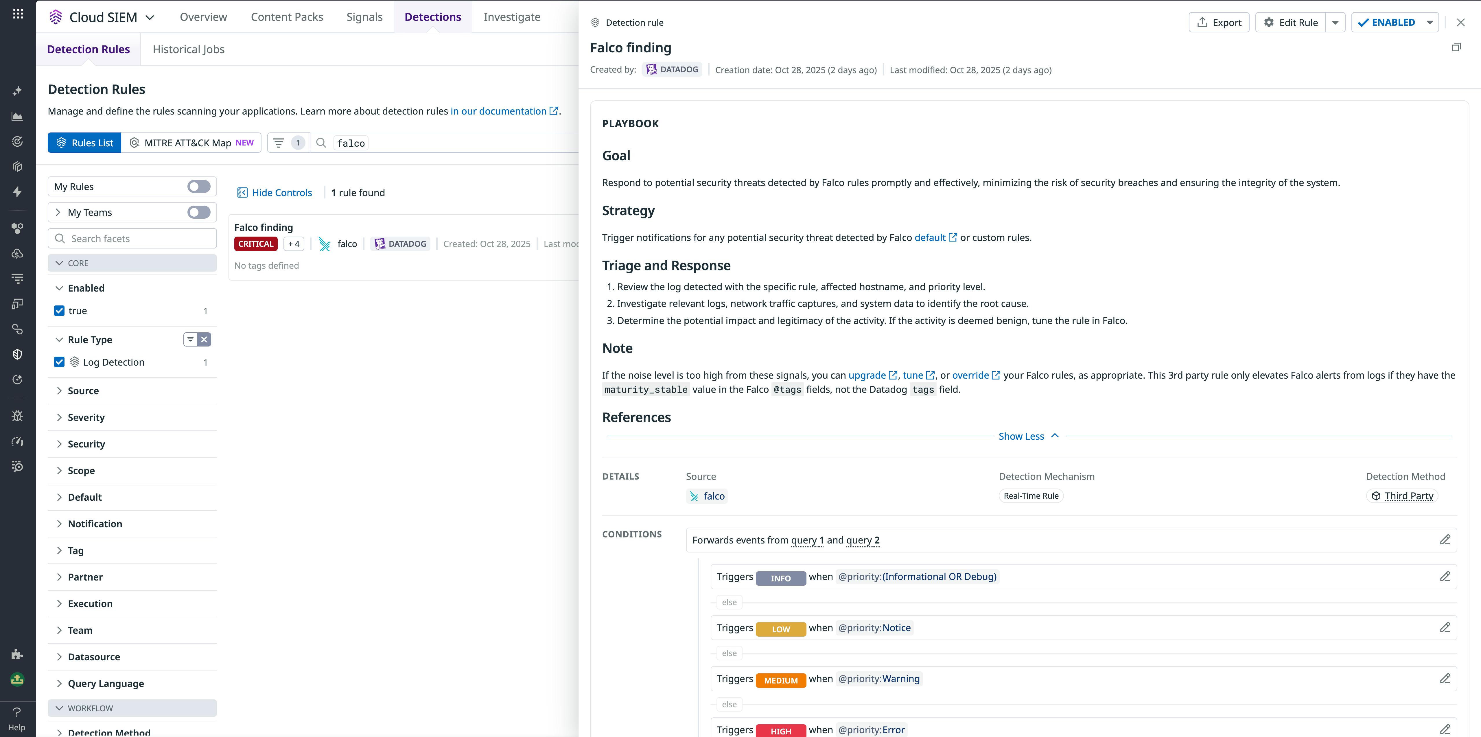 The Falco security signal that can help you detect attacks in Cloud SIEM