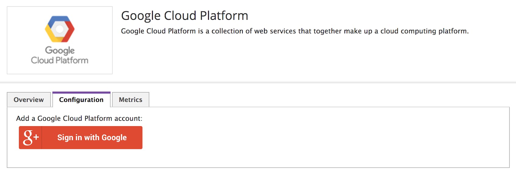 Integrating GCP with Datadog is as easy as signing into your Google account.