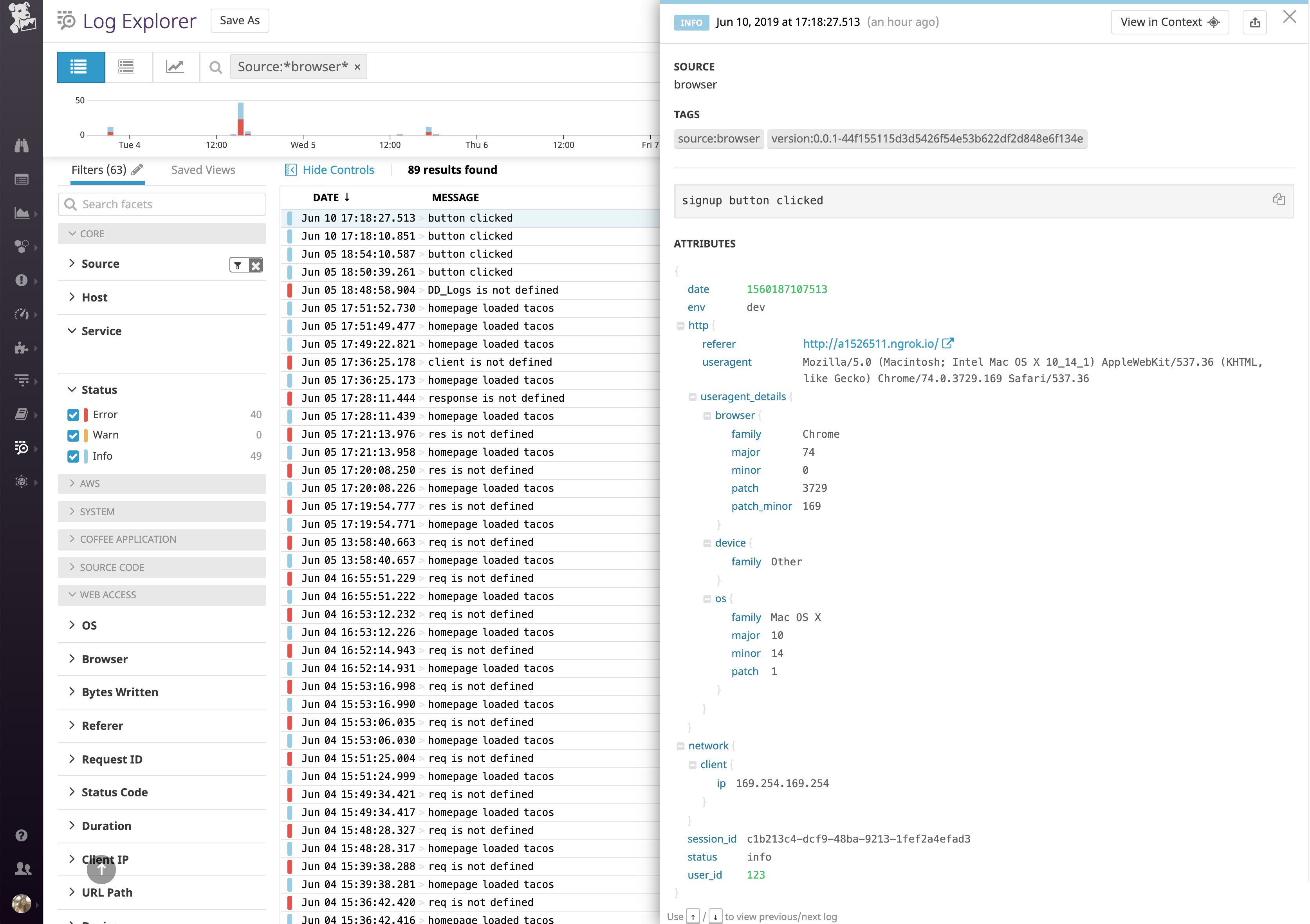 custom JavaScript browser log collection with datadog - collect analytics around any kind of website activity including user id, other custom attributes custom JavaScript browser log collection with datadog - collect analytics around any kind of website activity including user id, other custom attributes