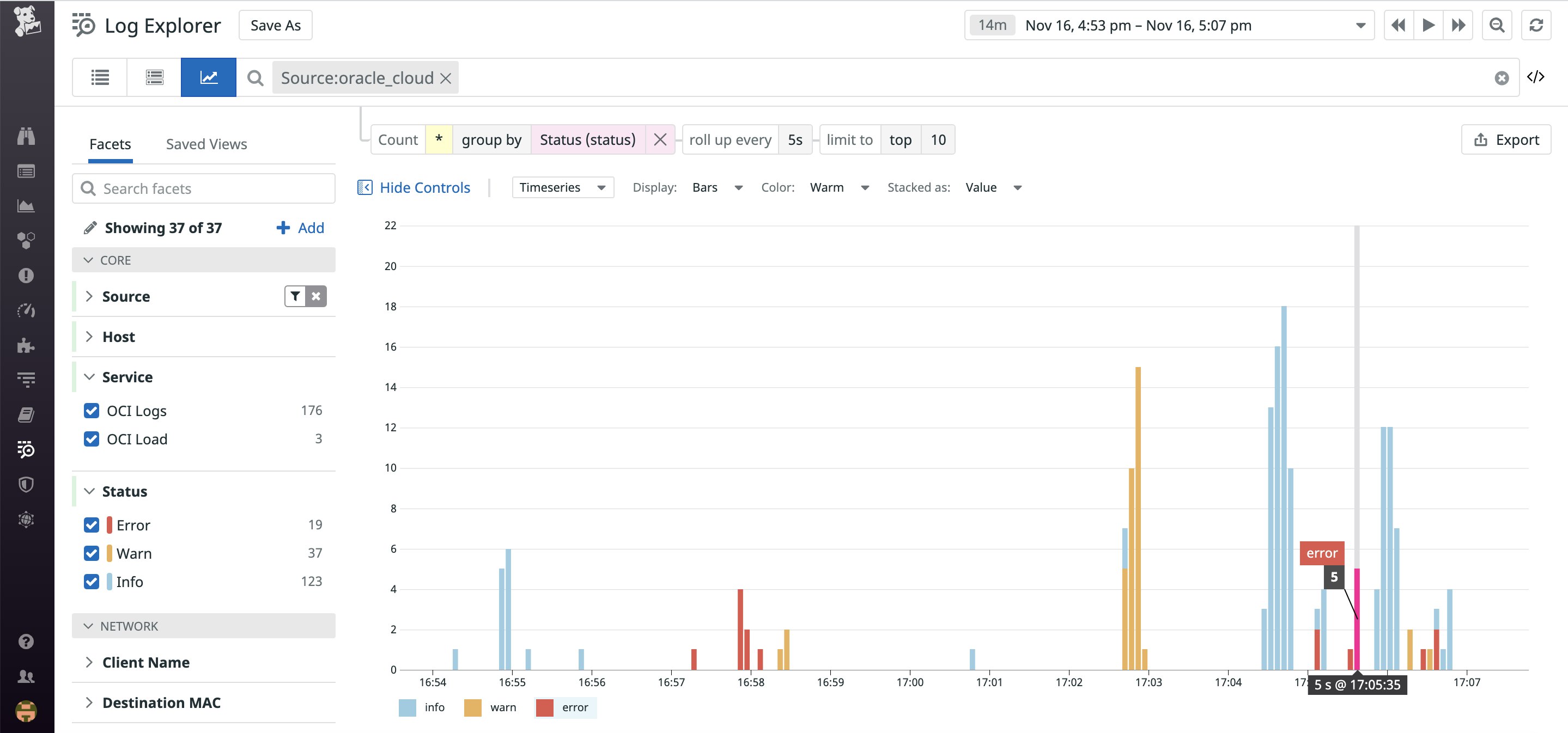 You can visually sort your OCI logs to get a big-picture perspective of your OCI You can visually sort your OCI logs to get a big-picture perspective of your OCI