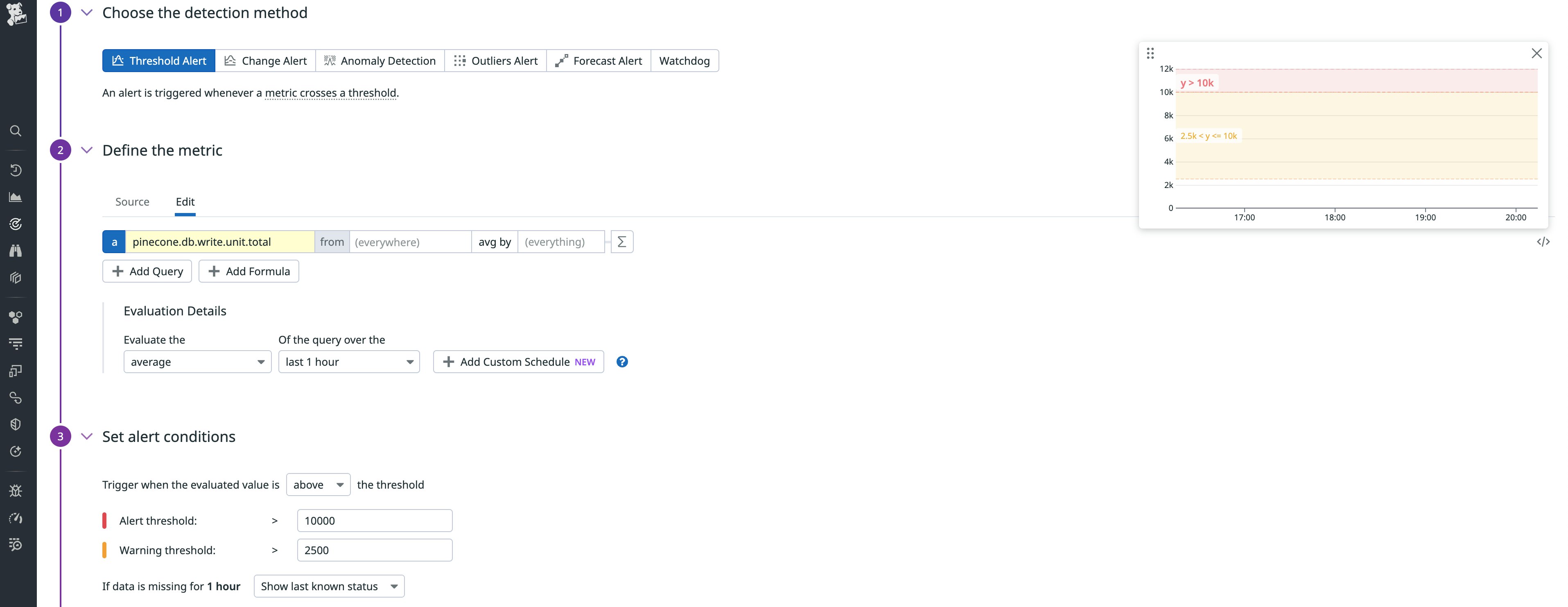 View  of a user creating a monitor for serverless indexes using Datadog's preconfigured monitor template View  of a user creating a monitor for serverless indexes using Datadog's preconfigured monitor template