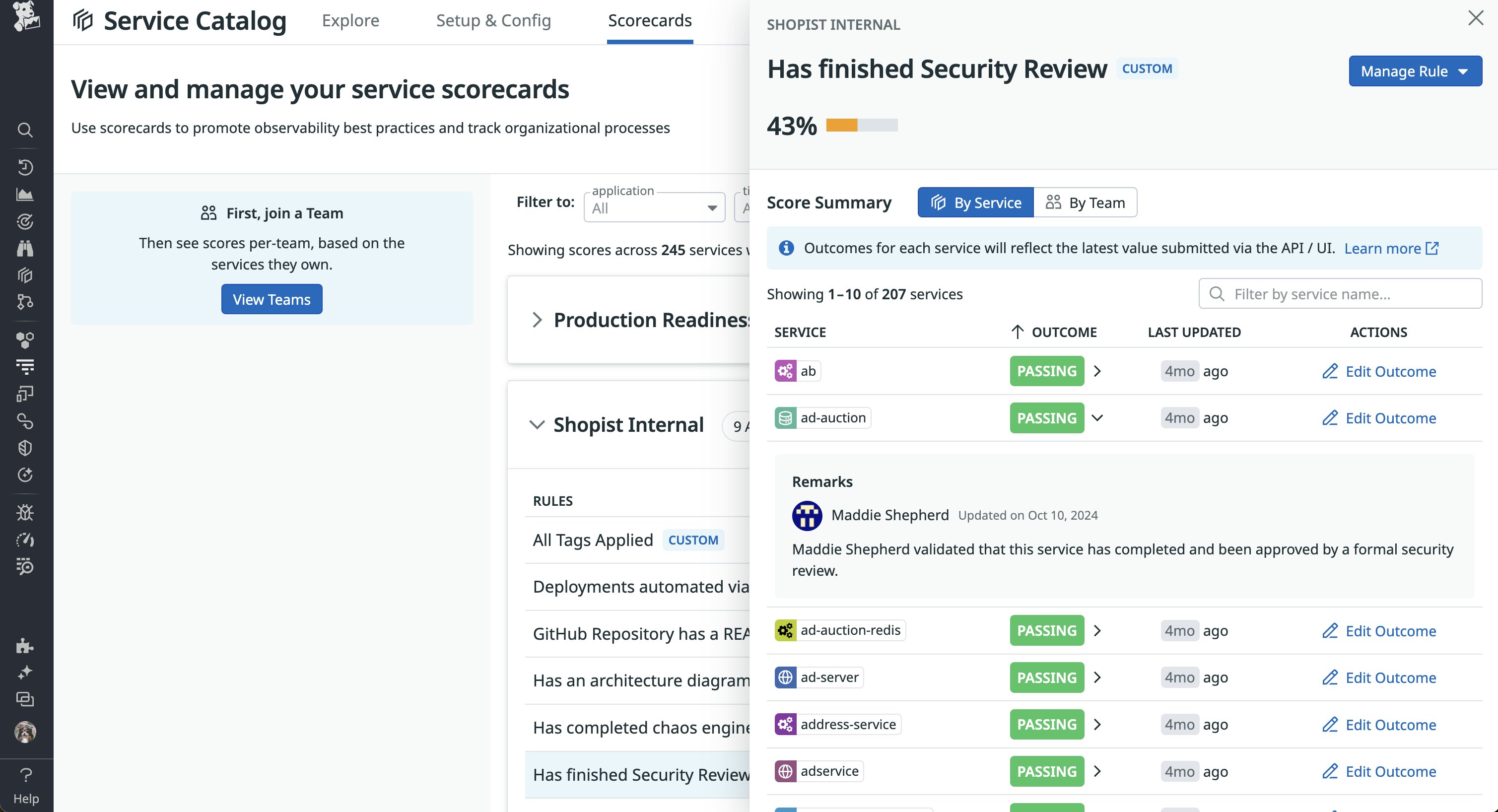 Track security workflows with Datadog Scorecards Track security workflows with Datadog Scorecards